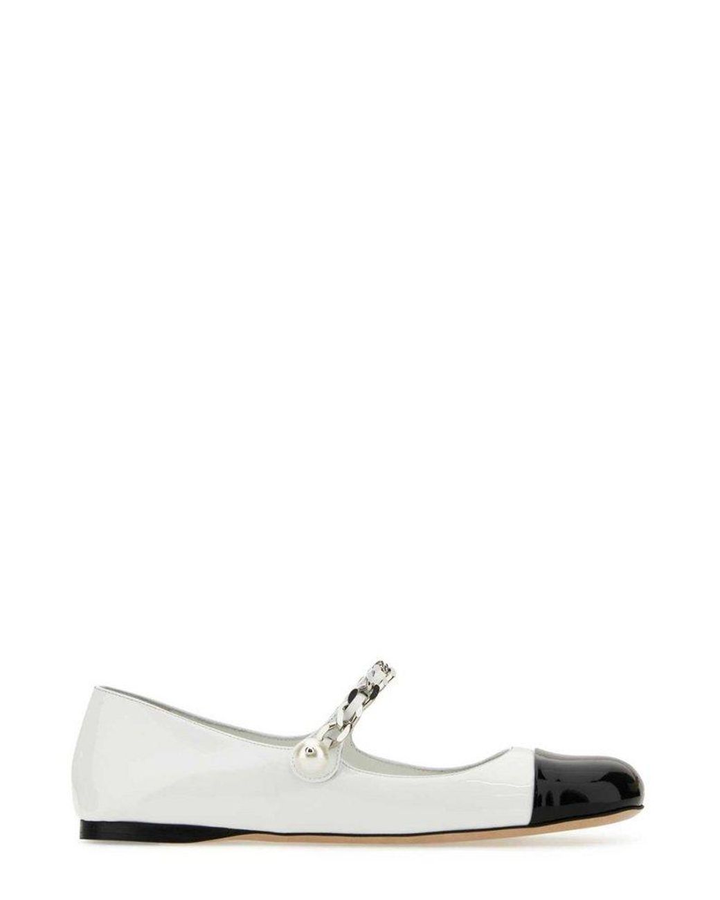 Miu Miu Two-toned Flat Shoes in White | Lyst
