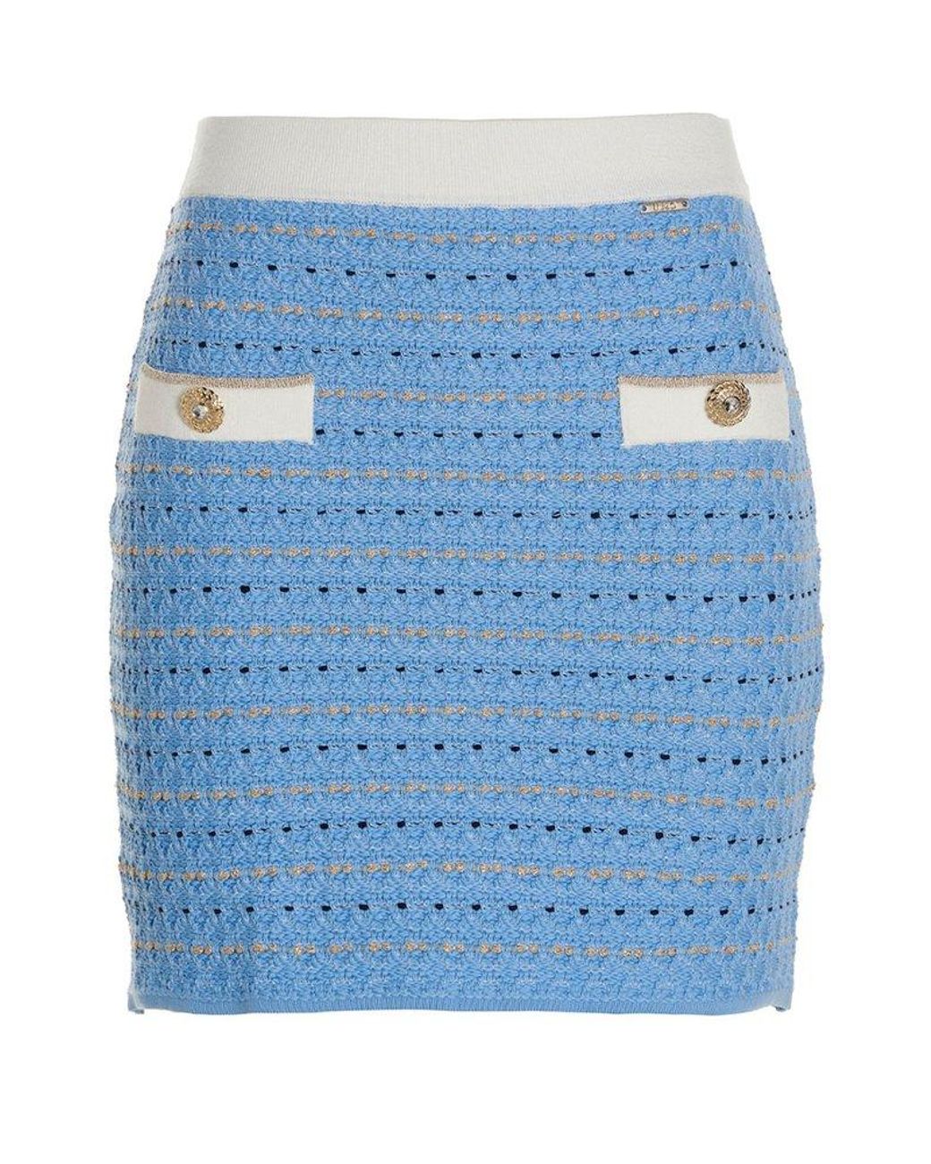 Liu Jo Jacquard Knitted Mini Skirt in Blue | Lyst