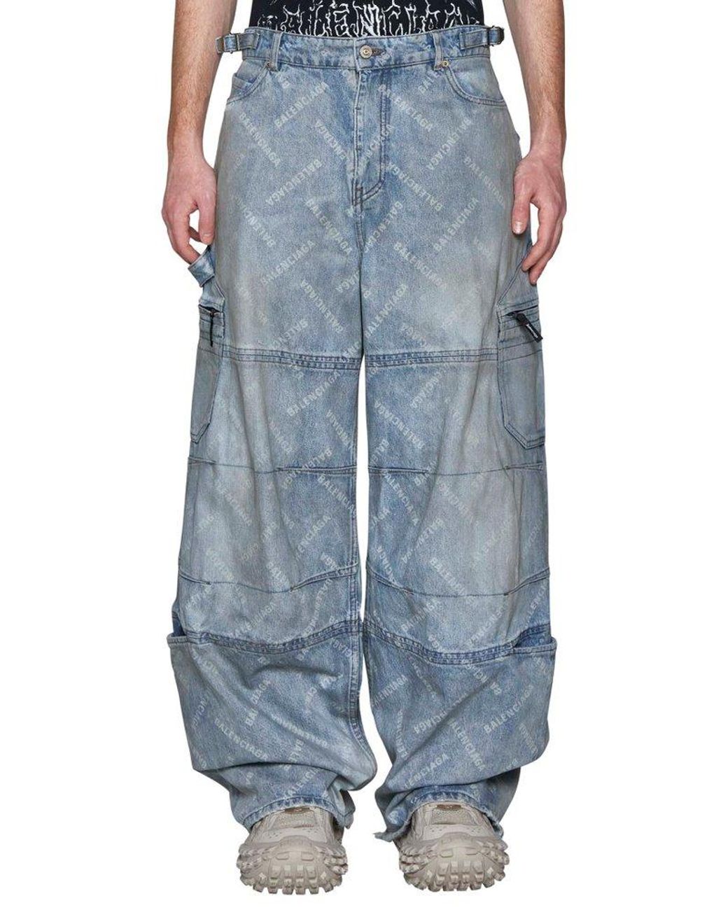 Balenciaga Cargo Bal Diagonal Allover Pants in Blue | Lyst
