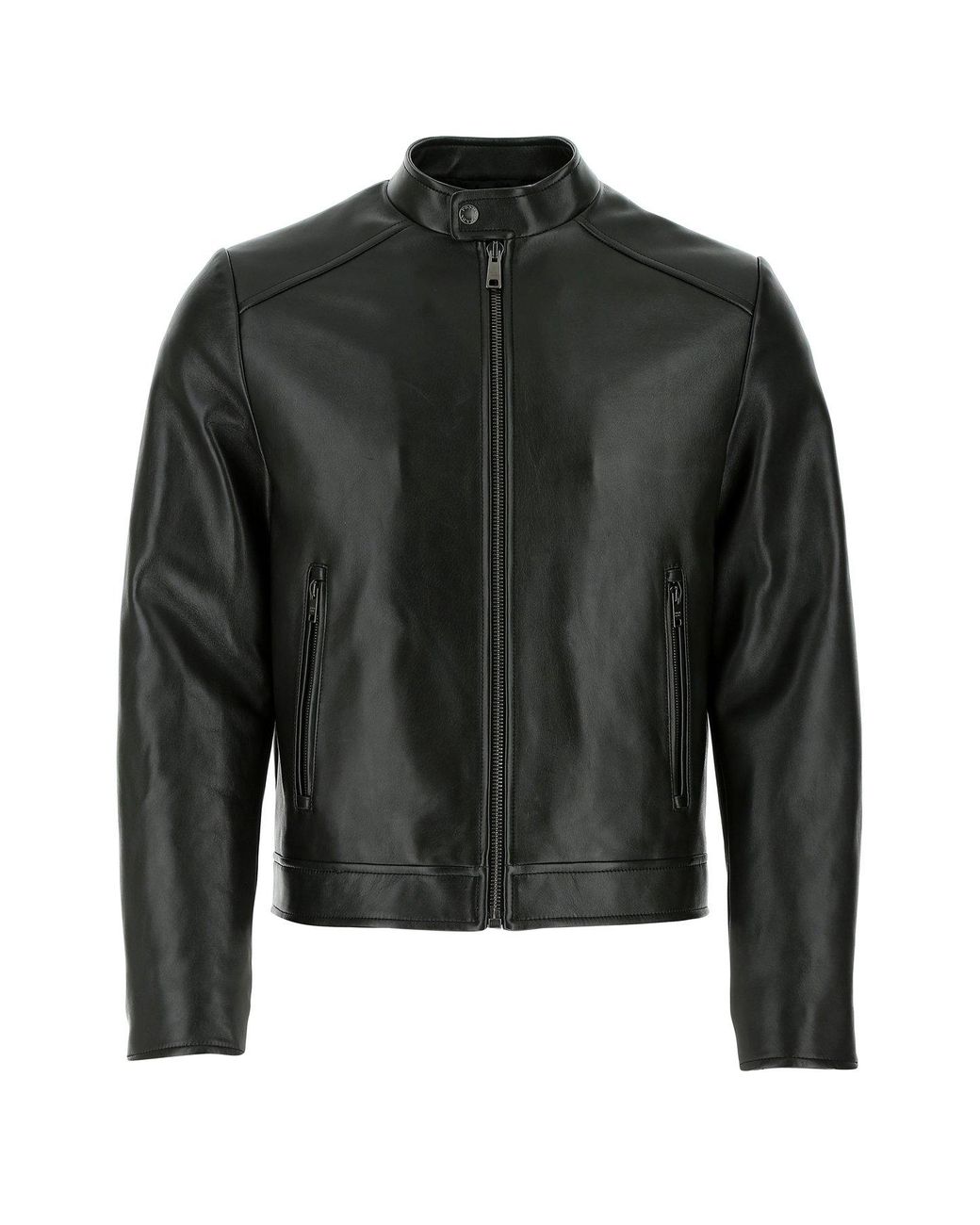 Prada Biker Leather Jacket in Black for Men - Lyst