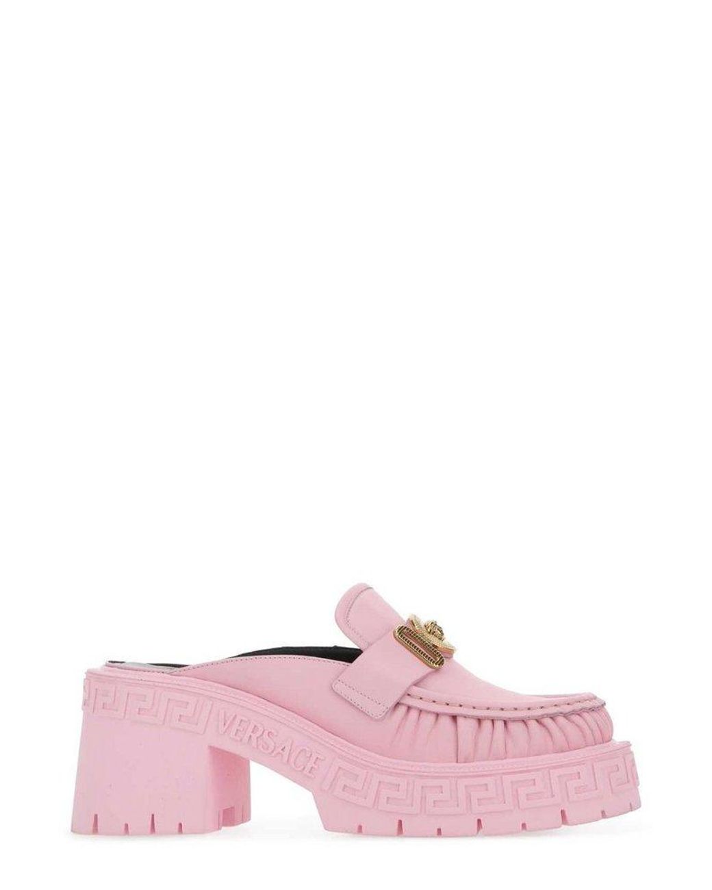 Versace Leather Medusa Biggie Loafers in Pink | Lyst