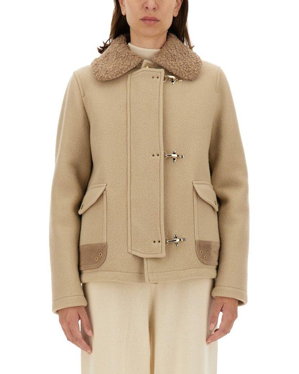 ジャケット Fay Toggle Coat in Wool Cloth Toggle Coat in Wool Fabric BLACK Woman NAW59473430SGLXZB999