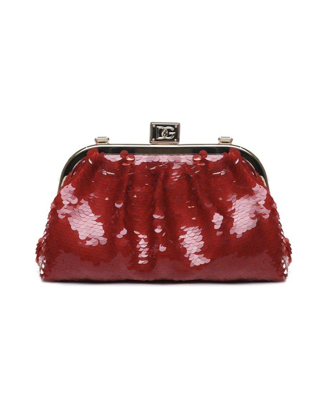 Red Beaded and Sequined Clutch Bag Evening Bags