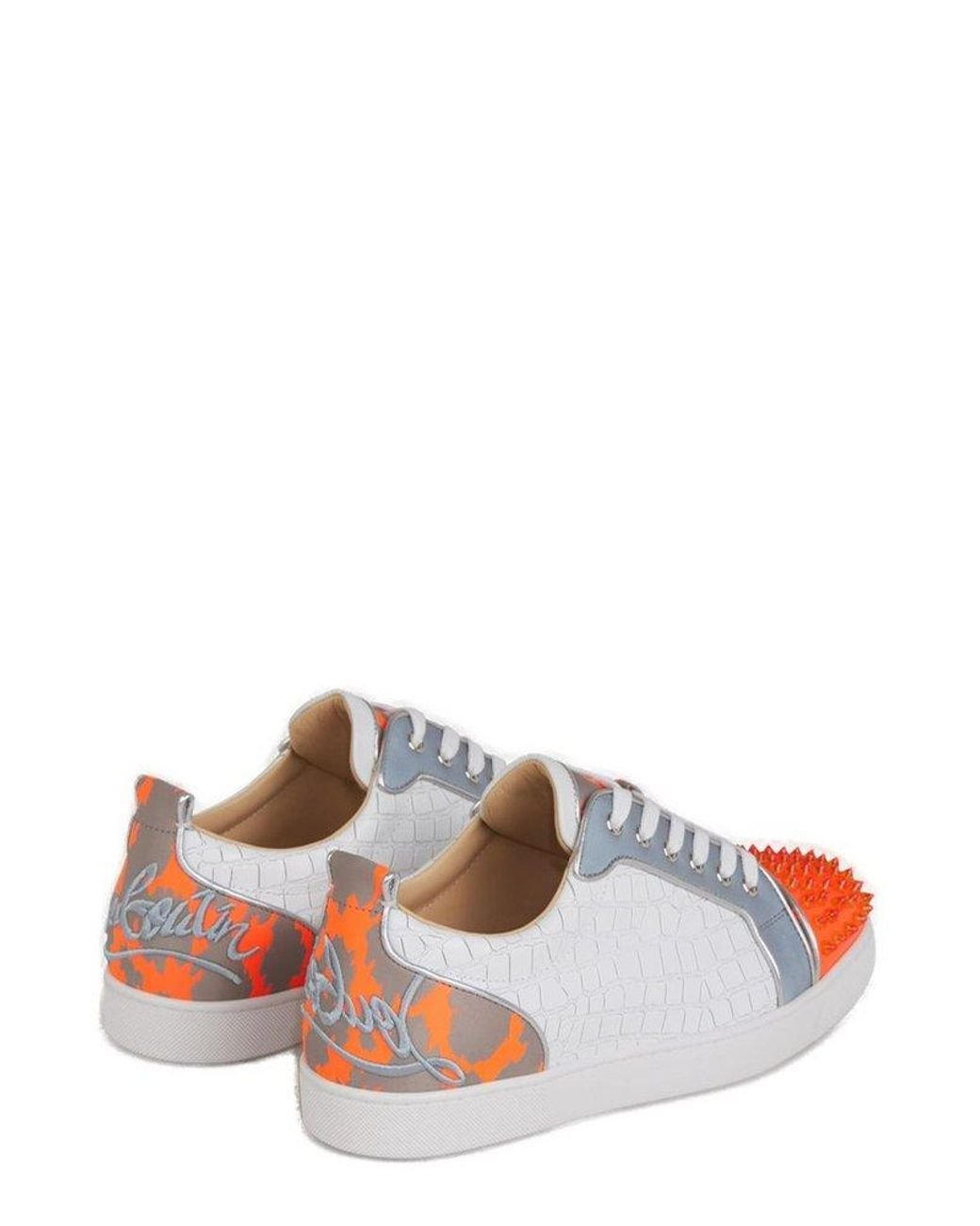 Louis Junior Spikes Sneakers in White - Christian Louboutin