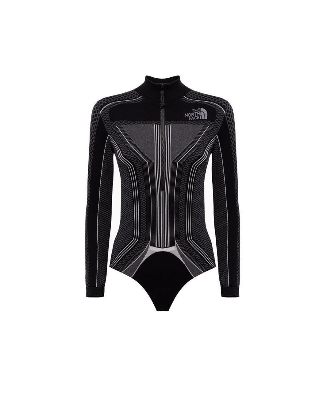 North Face Graphic Printed Long-sleeved Bodysuit in Black | Lyst