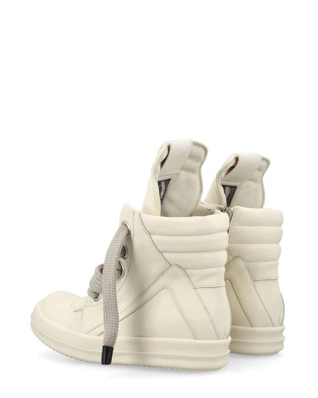 Rick Owens Lido Jumbo Laced Geobasket Sneakers in White for Rick Owens Lido Jumbo Laced Geobasket Sneakers in White for