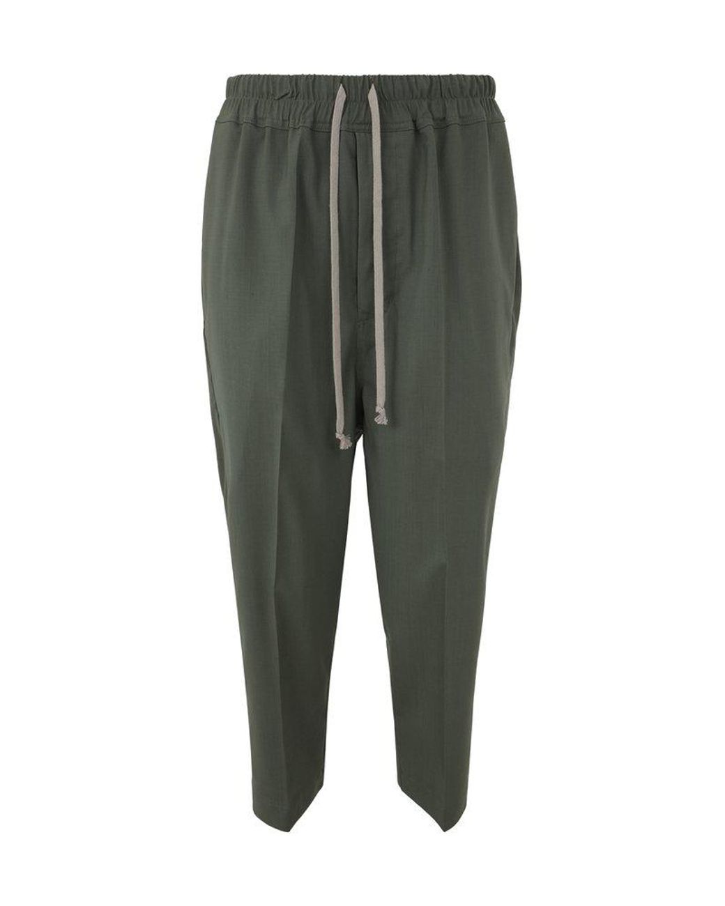 Rick Owens Astaires Cropped Drawstring Trousers in Green | Lyst