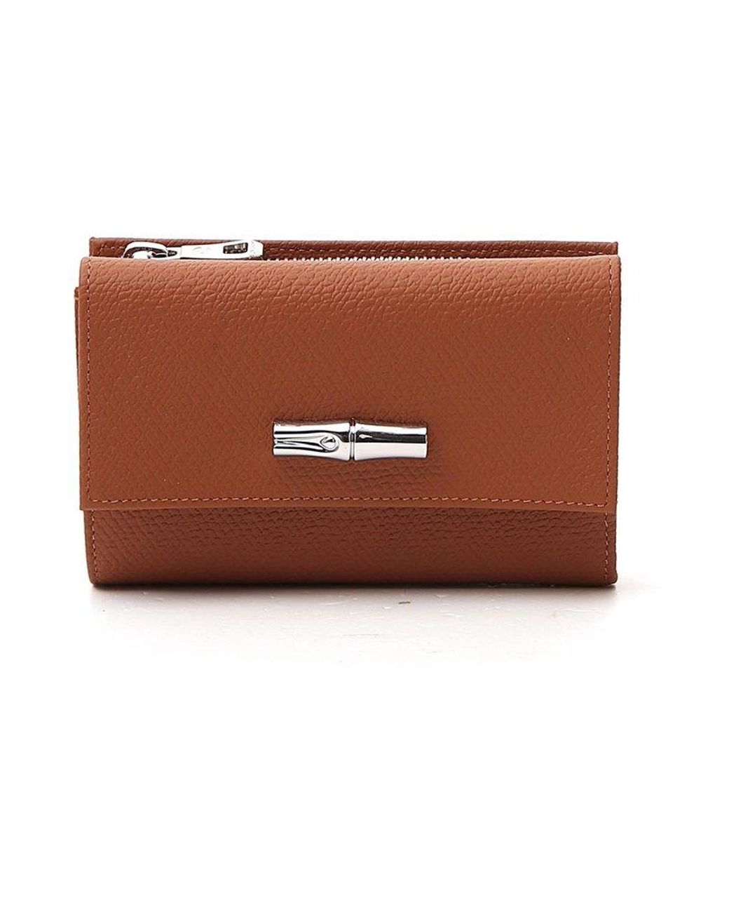 Longchamp Roseau Zipped Compact Wallet in Natural | Lyst