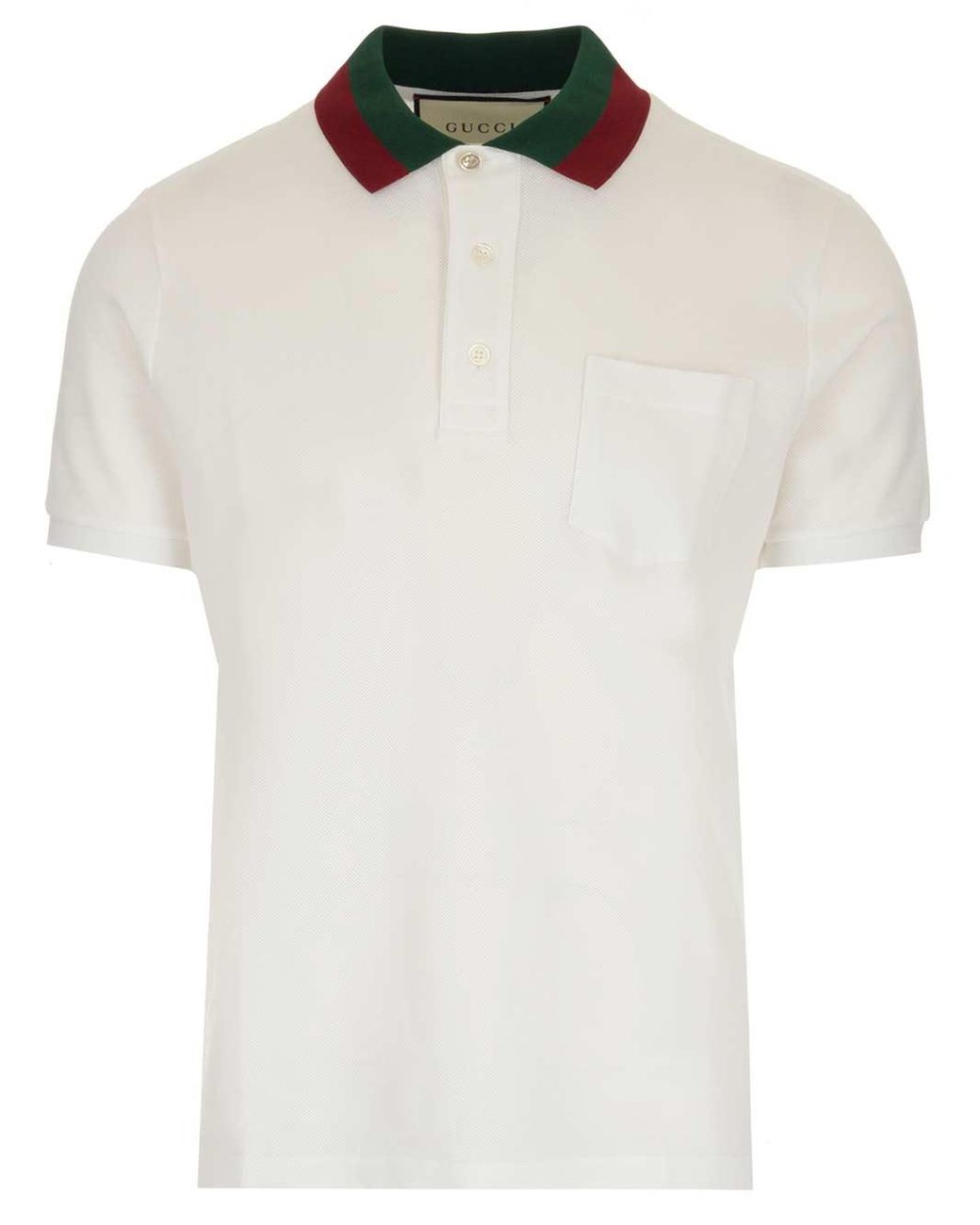Gucci Cotton Polo With Web Collar in White for Men | Lyst
