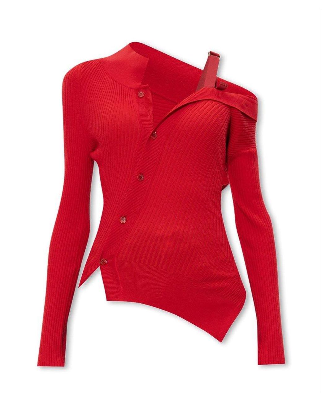 Jacquemus Colin Asymmetric Knit Top in Red | Lyst