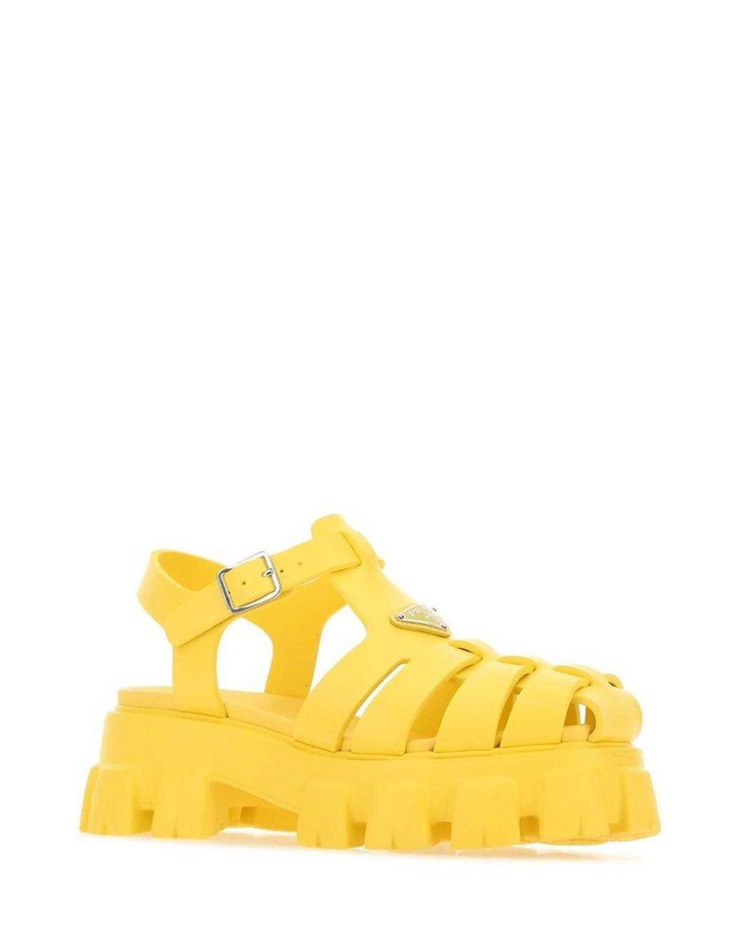 Prada Logo Plaque Sandals in Yellow for Men | Lyst