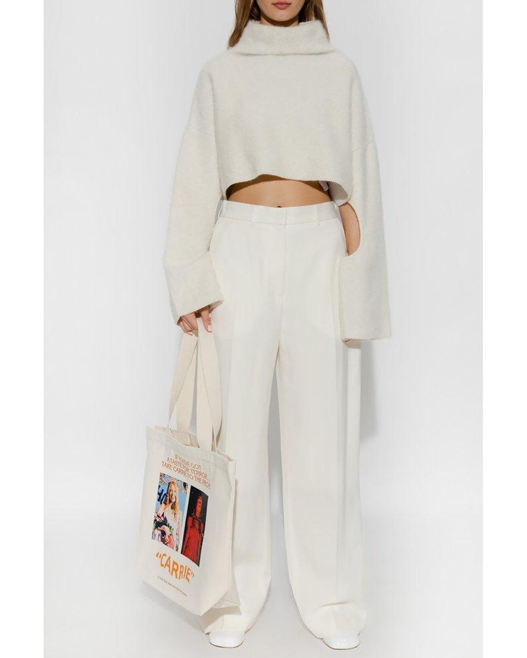 JW Anderson Cropped Sweater With Cut-outs in White | Lyst