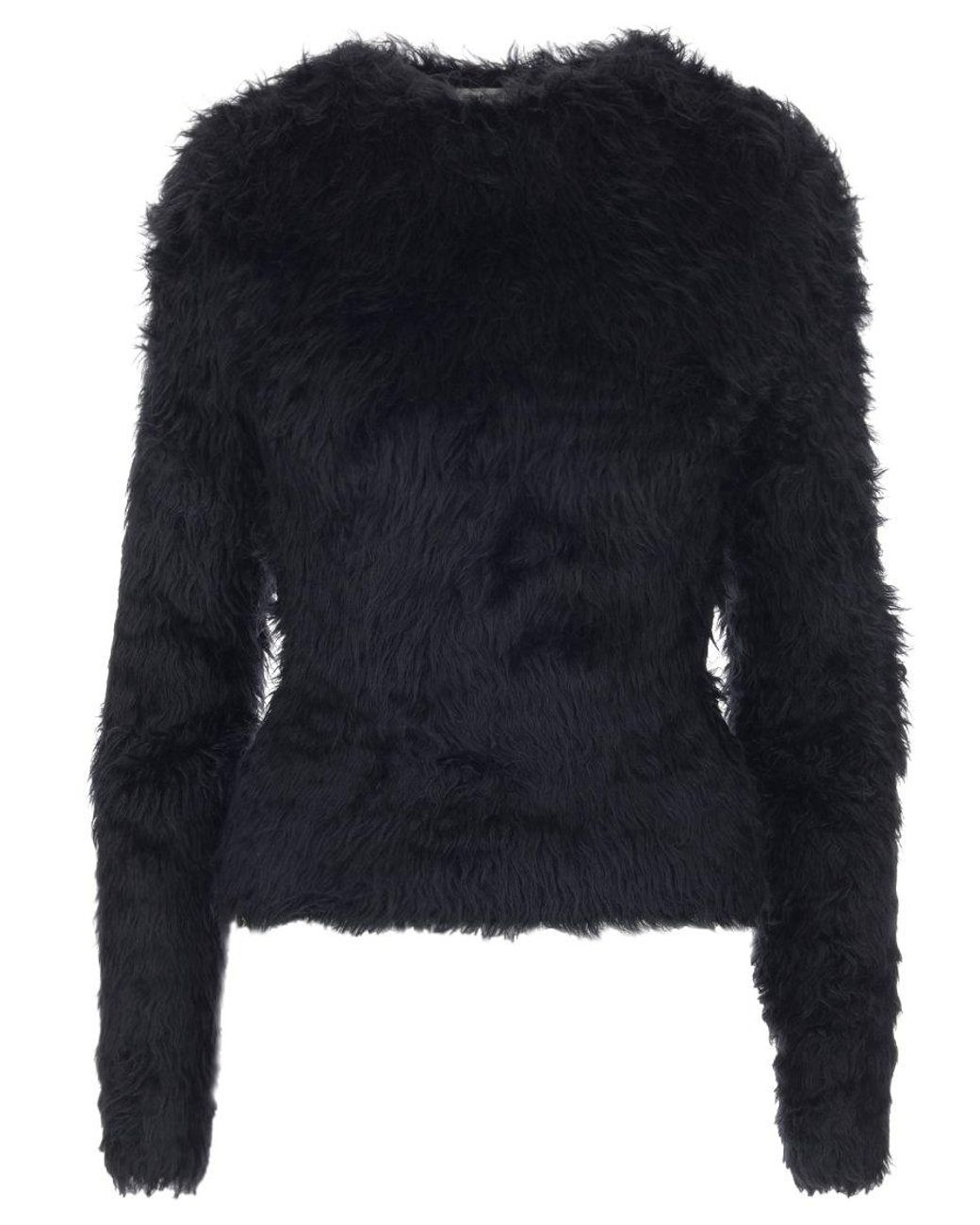 Balenciaga Fluffy Faux Fur Sweater in Black | Lyst