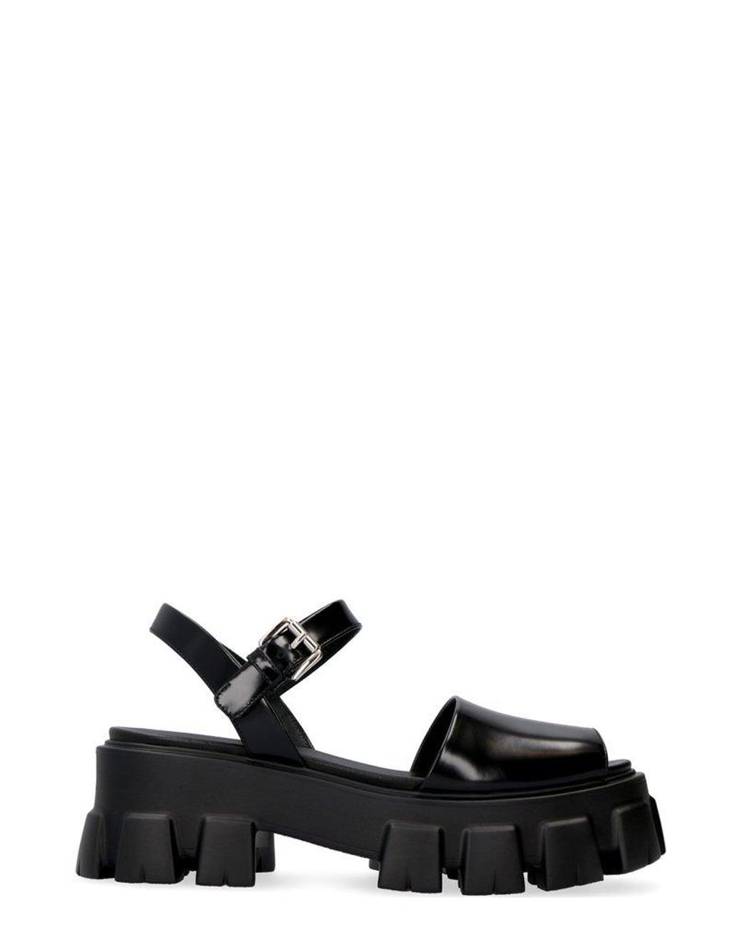 Prada Monolith Chunky Platform Sandals in Black | Lyst