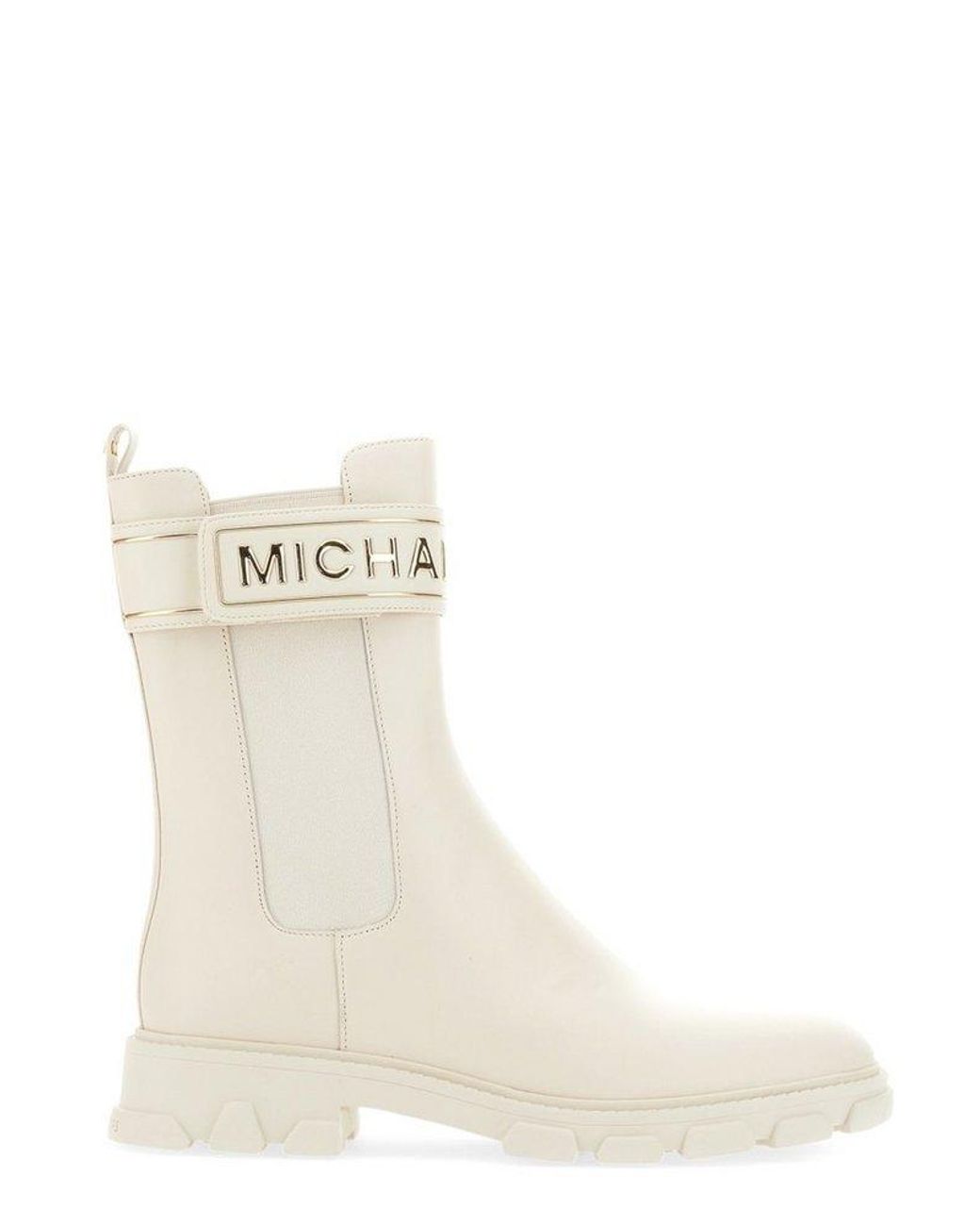 MICHAEL Michael Kors Leather Logo Detailed Chelsea Boots in White | Lyst UK