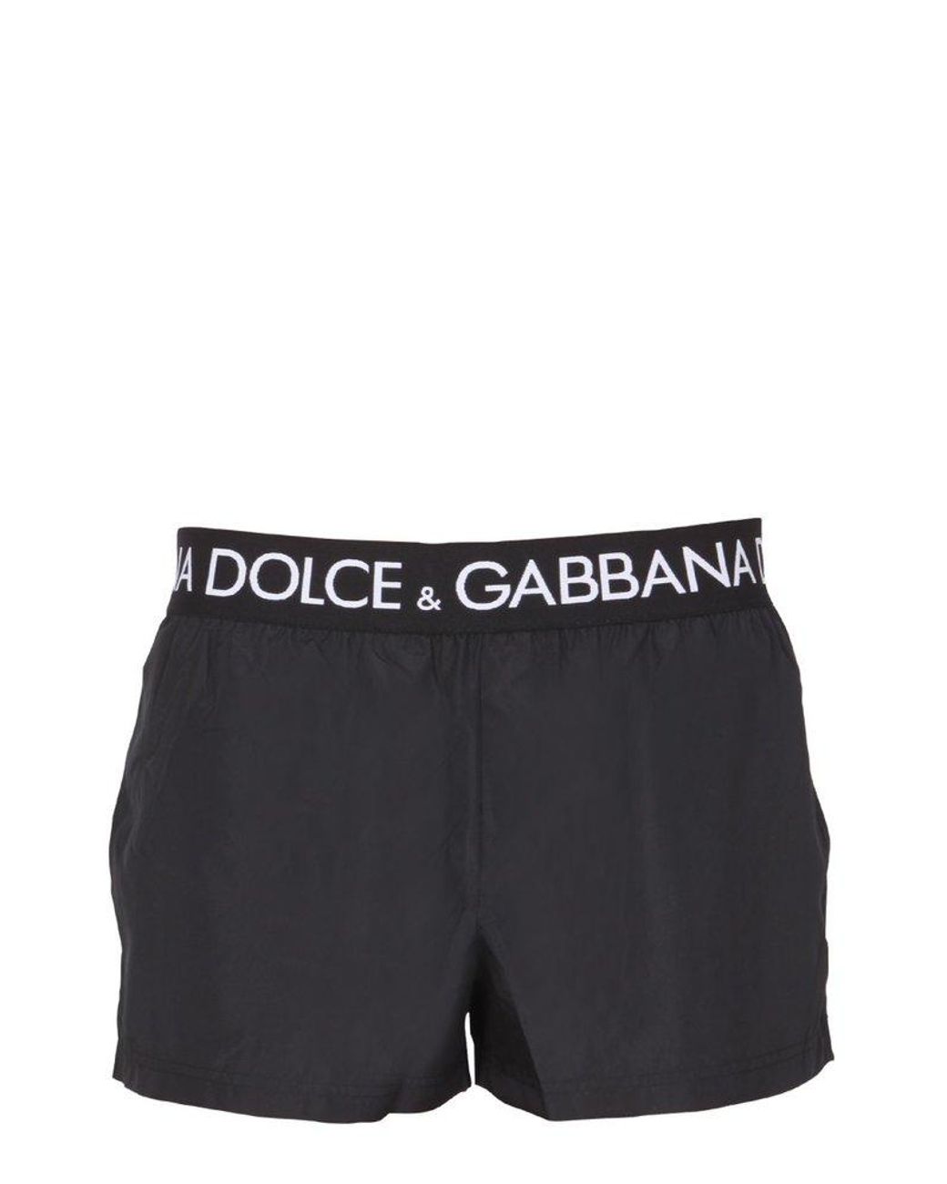 Dolce & Gabbana Synthetic Short Boxer in Black White Black for Men Mens Clothing Beachwear Swim trunks and swim shorts 