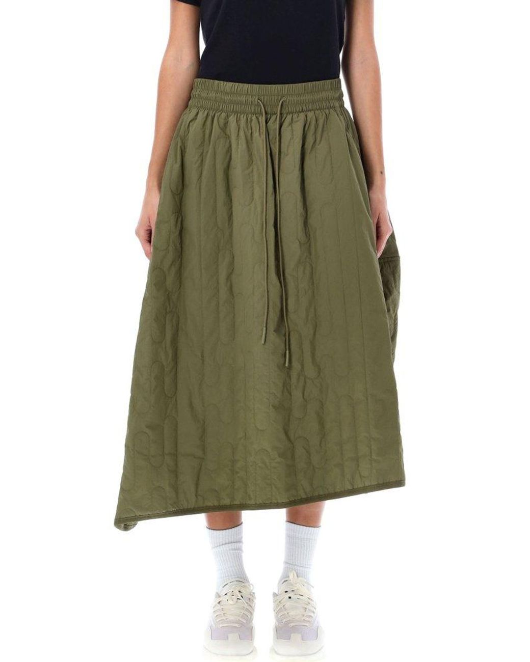 Y-3 Quilted Midi Skirt in Green | Lyst