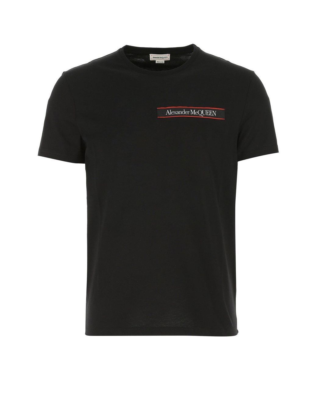 Alexander McQueen Cotton Selvage Logo Tape Detail T-shirt in Black for ...