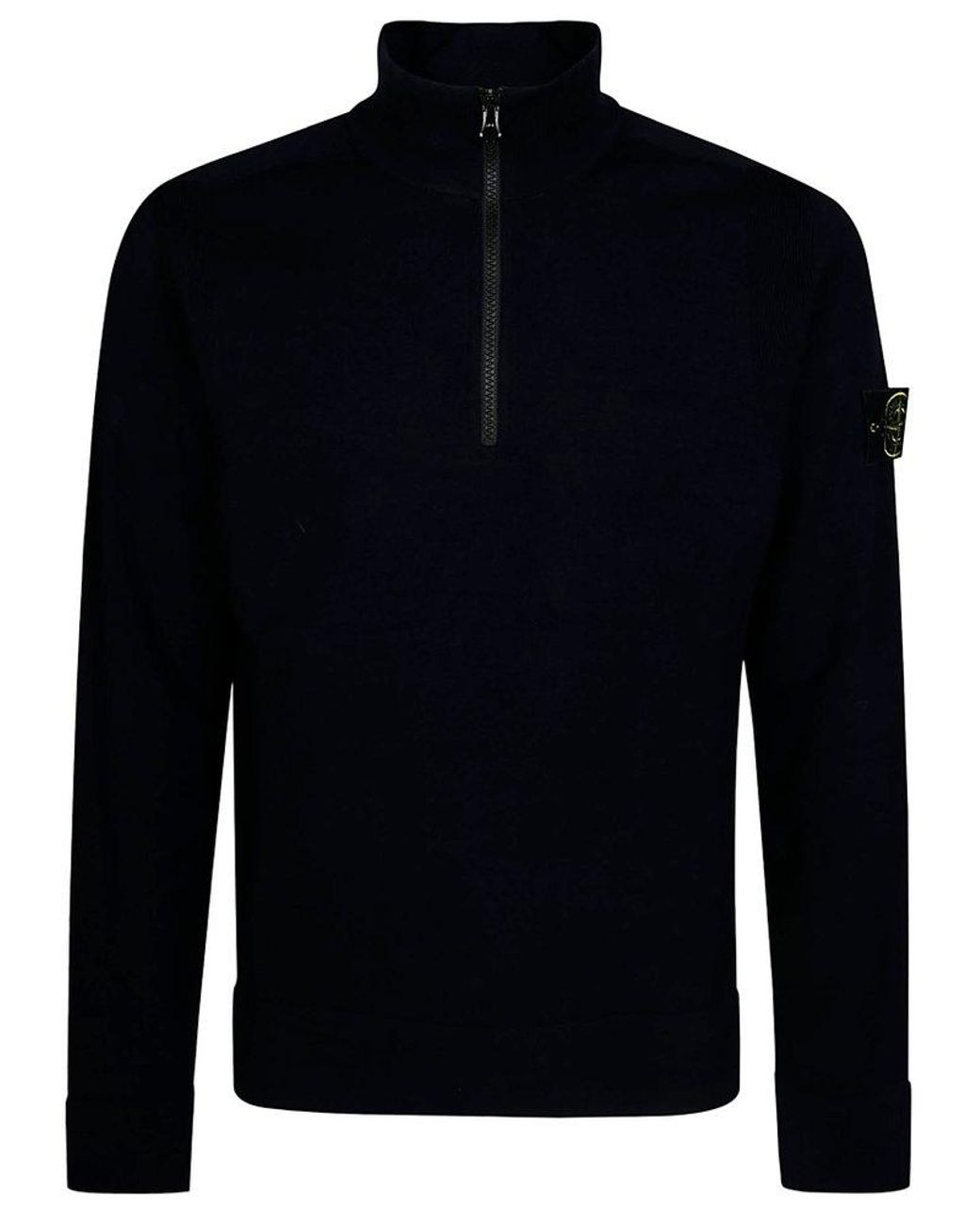 Stone Island Logo Patch Half Zipped Jumper in Blue for Men Lyst UK