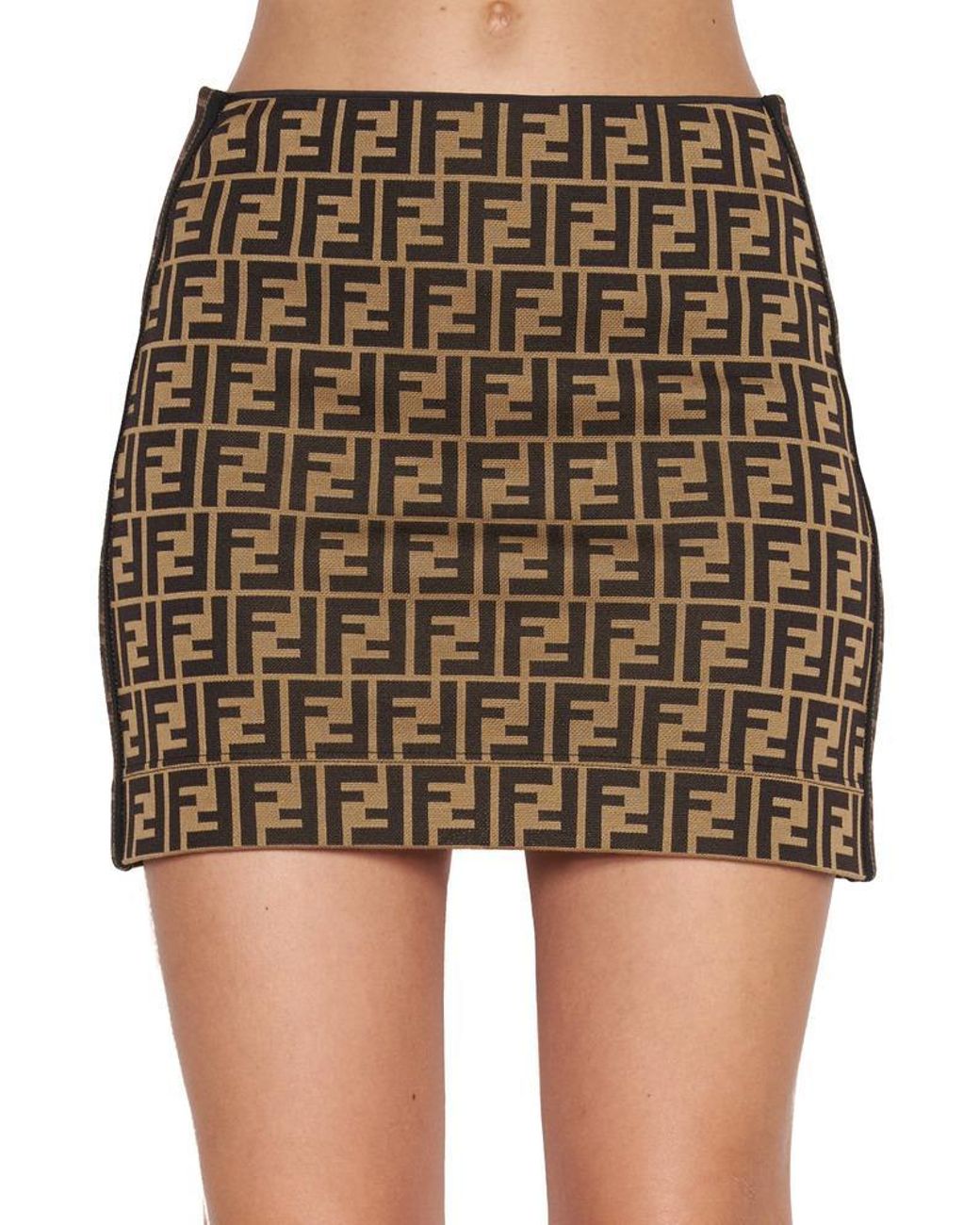 Fendi Ff Monogram Mini Skirt in Brown | Lyst