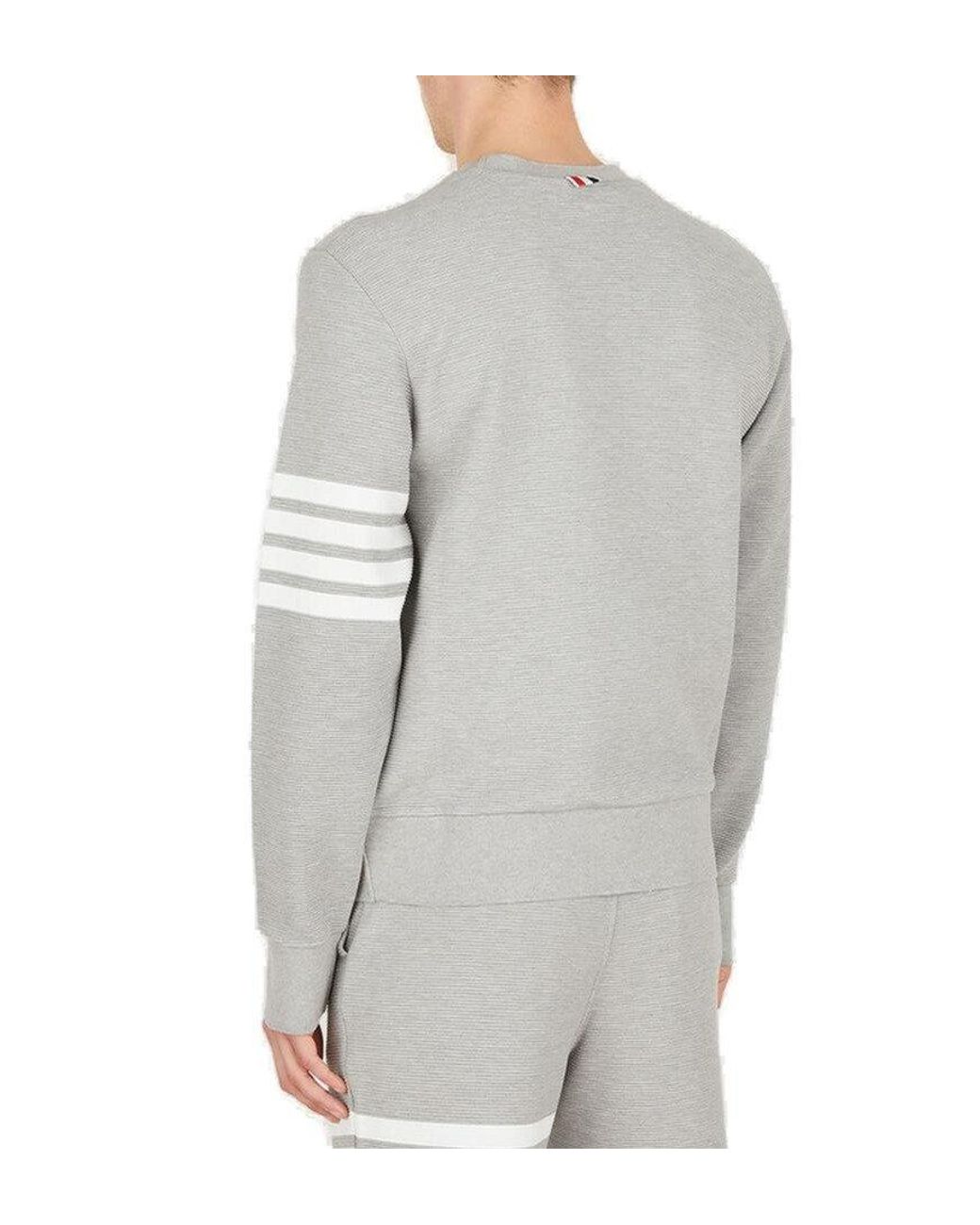 Mens Activewear gym and workout clothes Thom Browne Activewear Save 38% gym and workout clothes Grey Thom Browne Cotton 4bar Stripe Inlay Sweatshirt in Grey for Men 