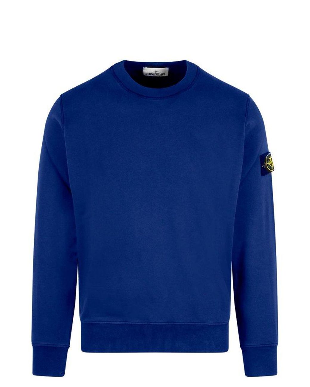 Stone Island Logo Patch Crewneck Sweatshirt in Blue for Men | Lyst