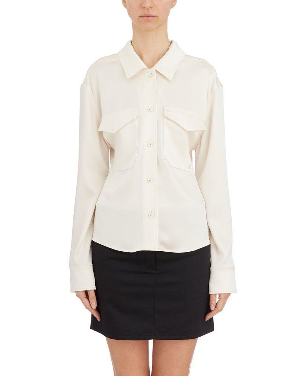 トップス Courreges SATIN SQUARE TOP M Courreges Square-Neck Satin Top | Neiman Marcus