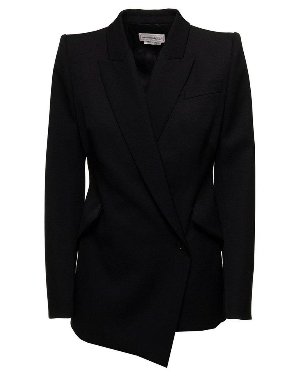 Alexander McQueen Wool Double-breasted Asymmetric Jacket in Black | Lyst