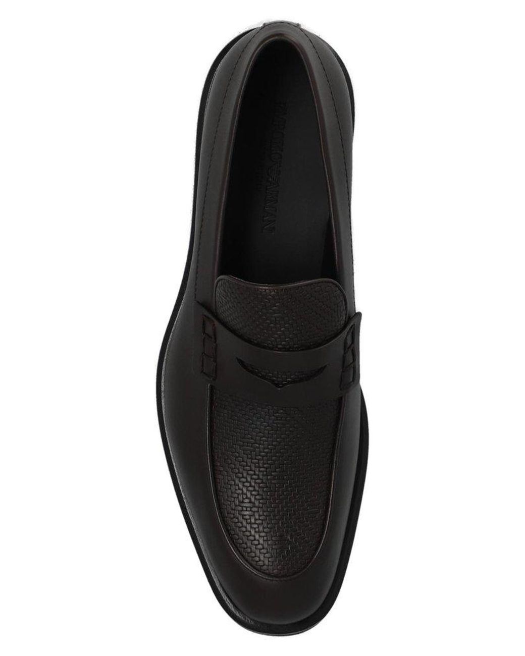 Emporio Armani Penny-slot Slip-on Loafers in Black for Men | Lyst