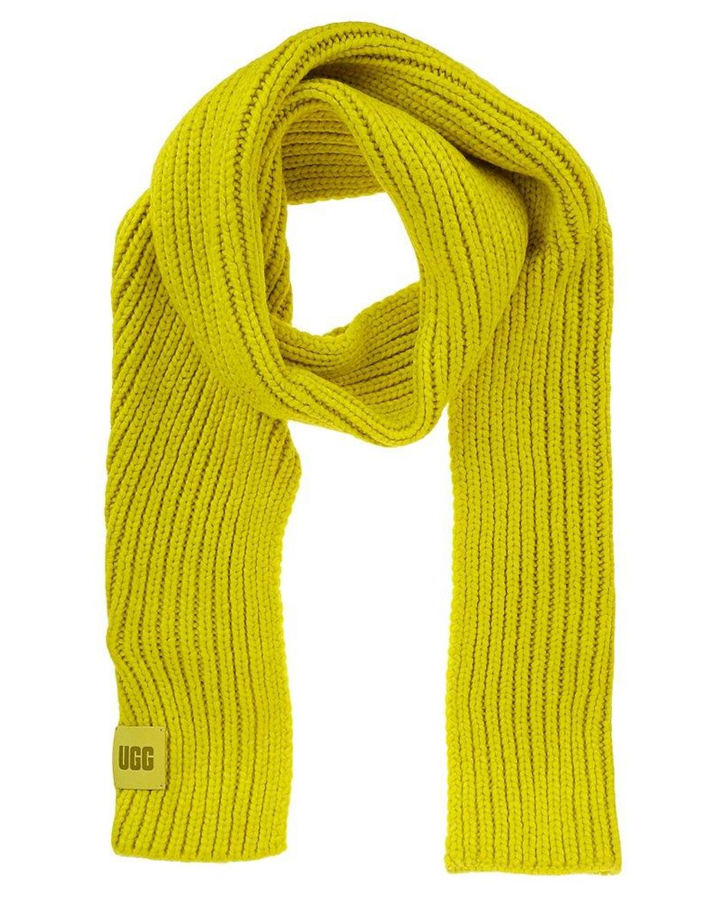UGG Logo Patch Chunky Ribbed-knit Scarf in Yellow | Lyst