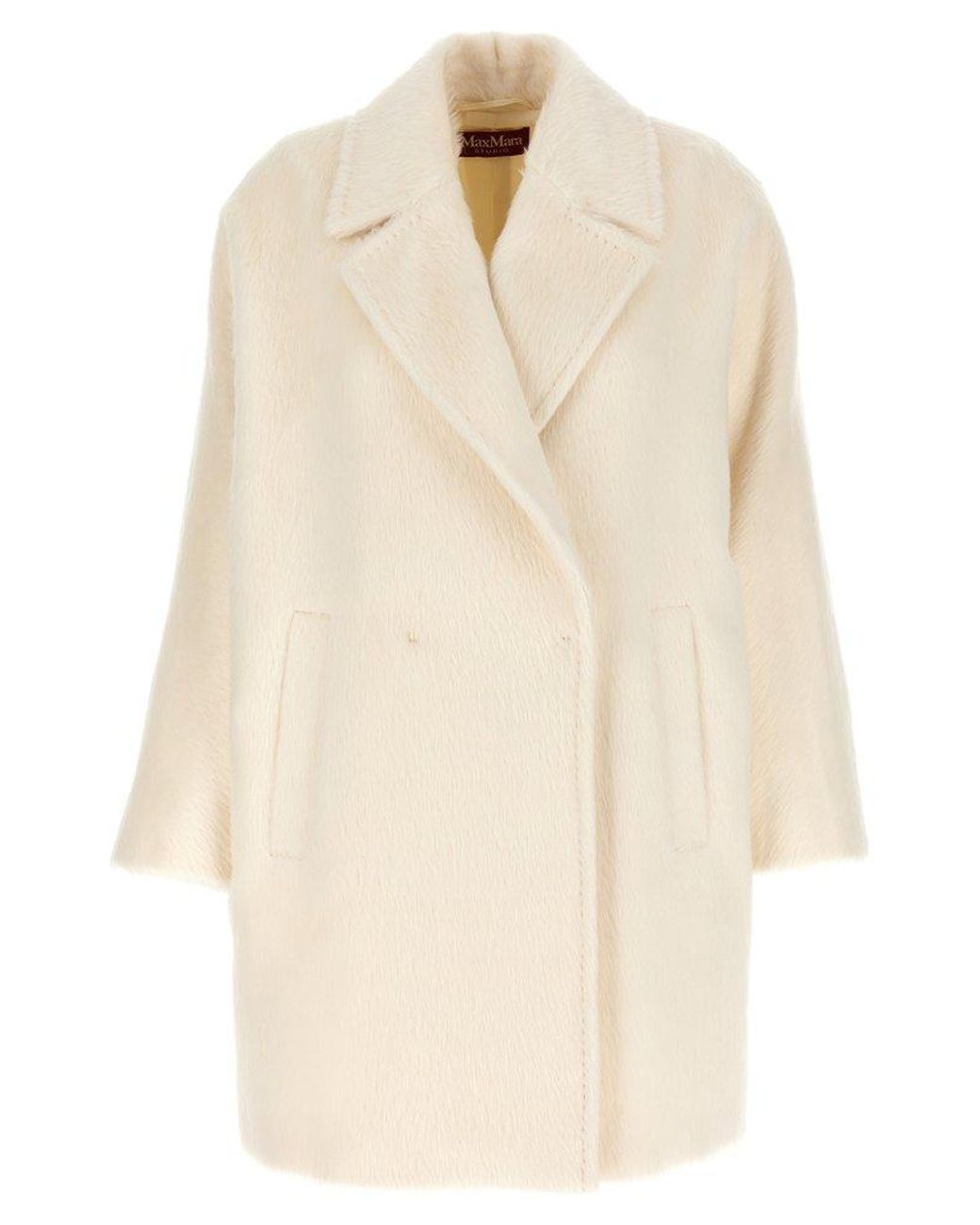 Max Mara Studio 'calia' Coat in Natural | Lyst