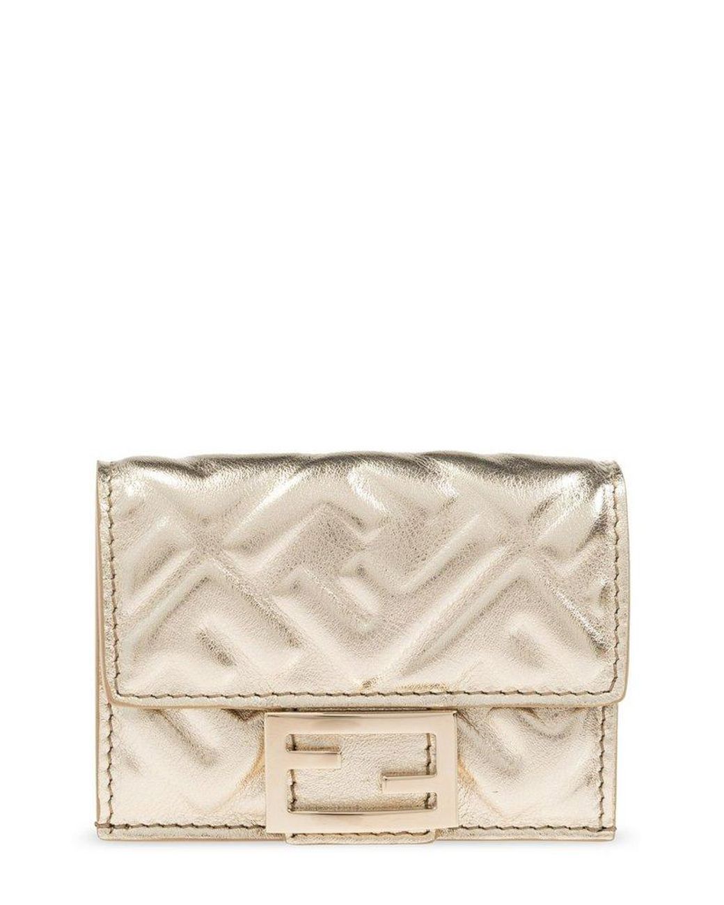 Fendi Baguette Micro Trifold Wallet in Natural | Lyst Canada