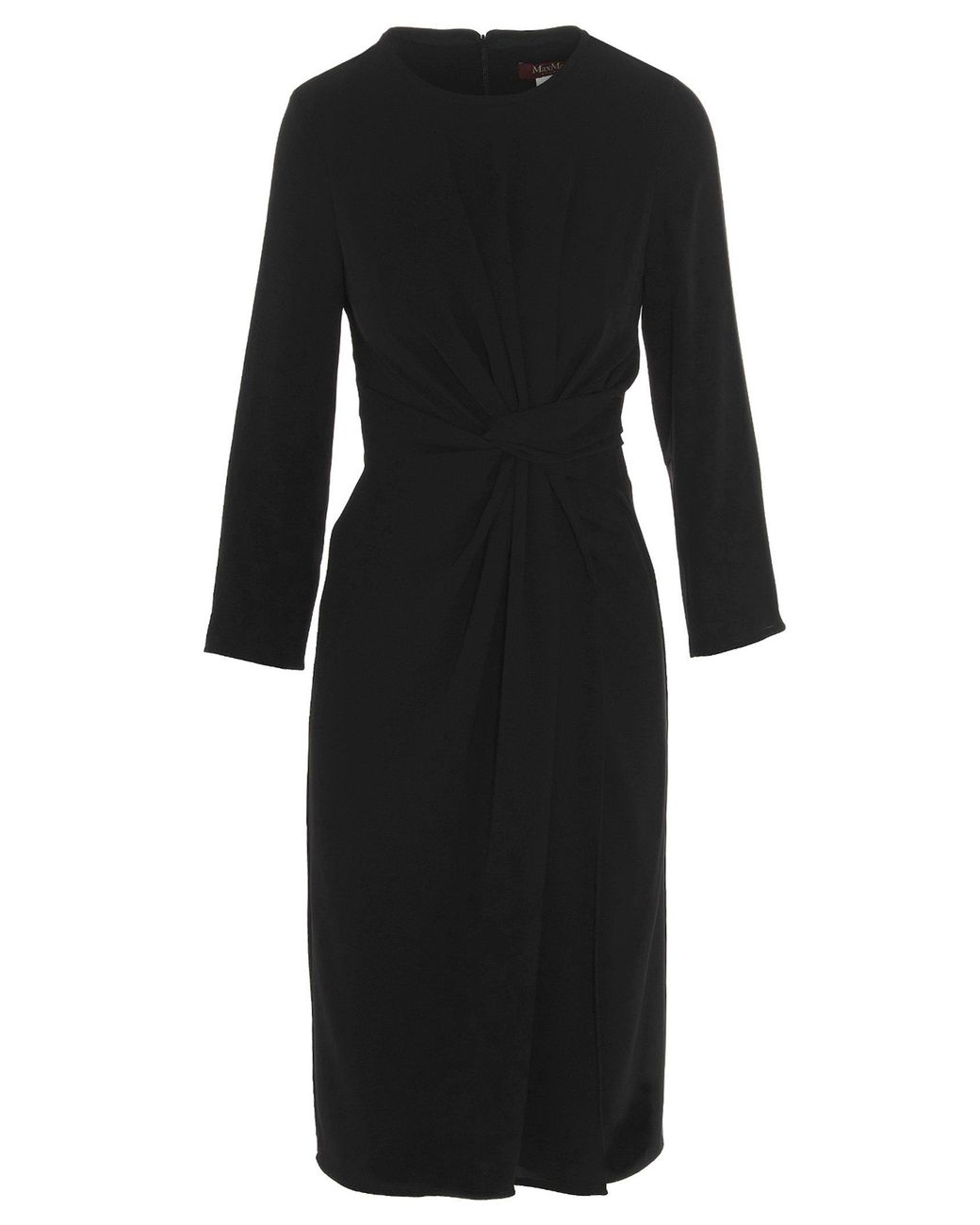Max Mara Studio Synthetic Long-sleeve Midi Dress in Black - Lyst