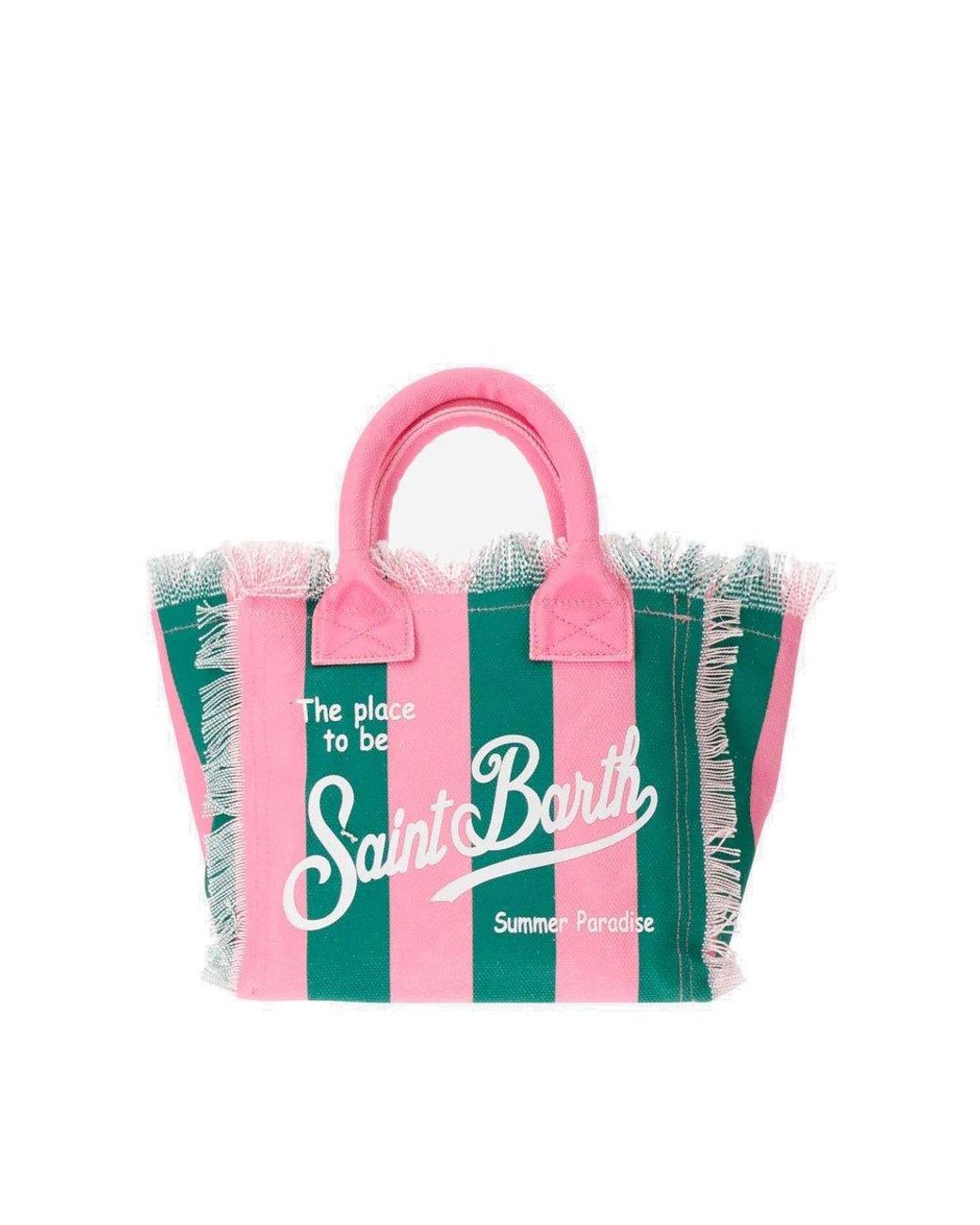 Mc2 Saint Barth Logo Printed Fringed Tote Bag in Pink | Lyst