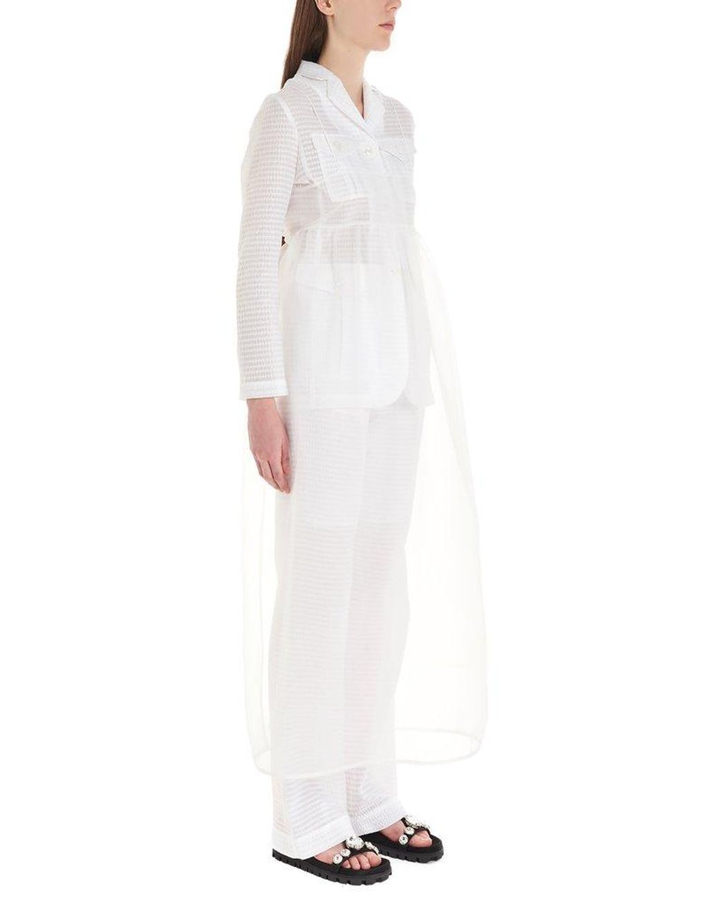 Cecilie Bahnsen Synthetic Kamille Sheer Dress in White | Lyst