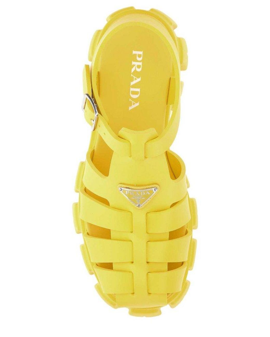 Prada Logo Plaque Sandals in Yellow for Men | Lyst
