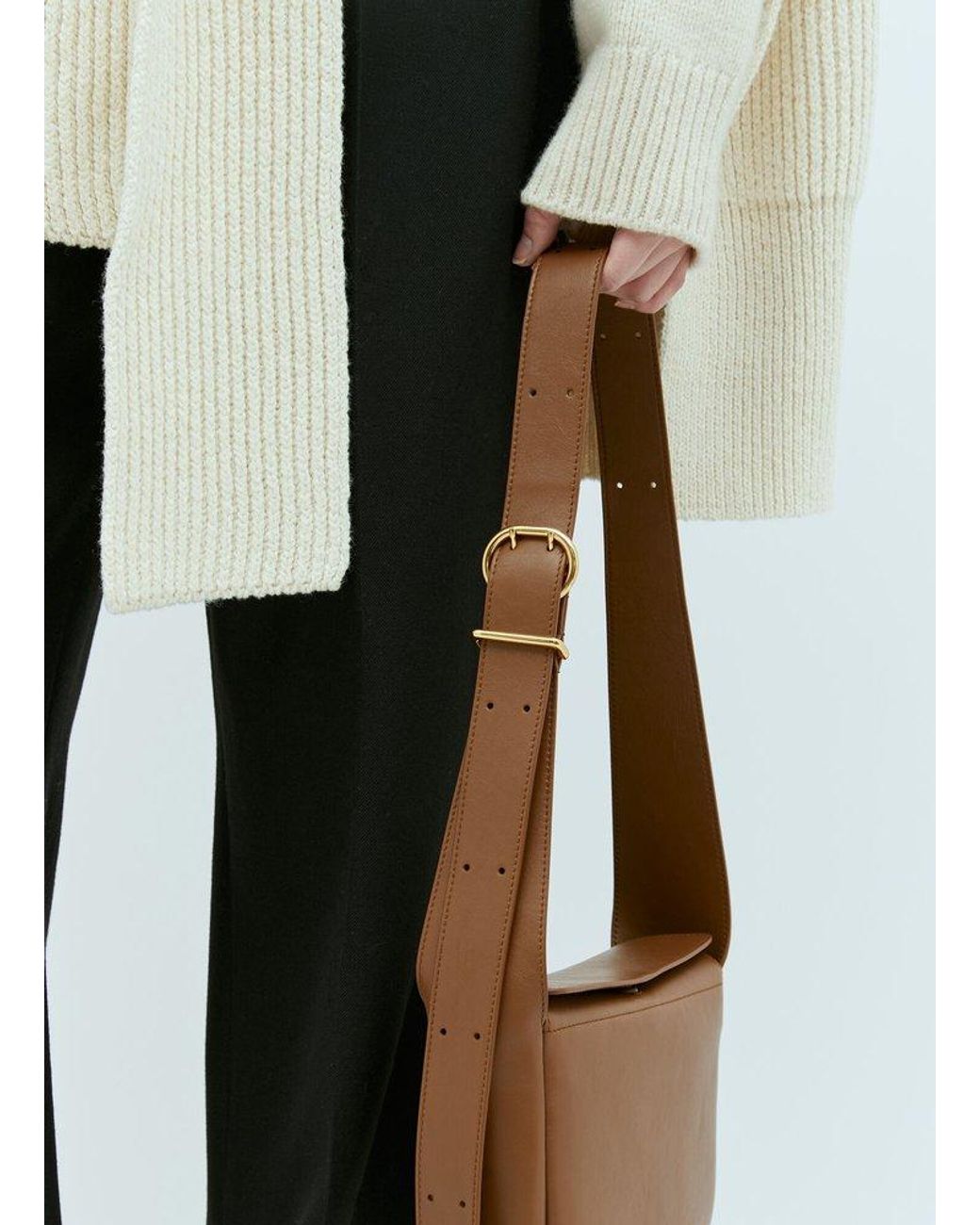 【JIL SANDER】SMALL FLAP SHOULDER BAG Jil Sander Brown Flap Small Bag Jil Sander