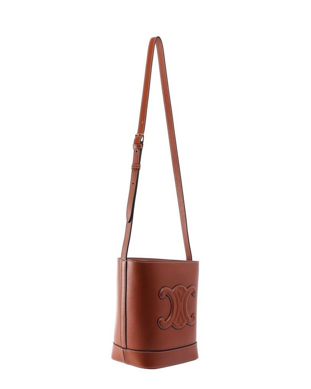CELINE+Bucket+Shoulder+Bag+Small+Brown+Leather for sale online
