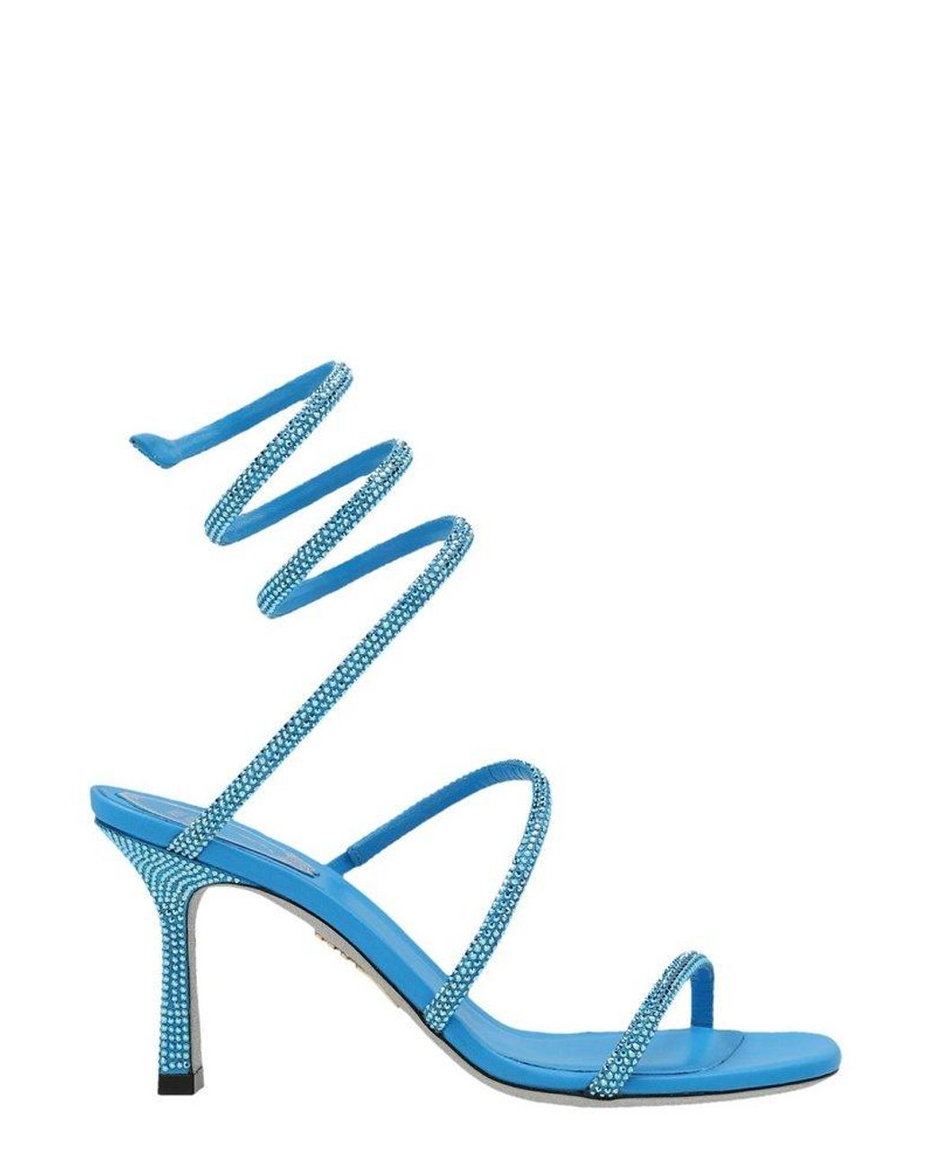 Rene Caovilla Cleo Crystal Embellished Sandals in Blue | Lyst
