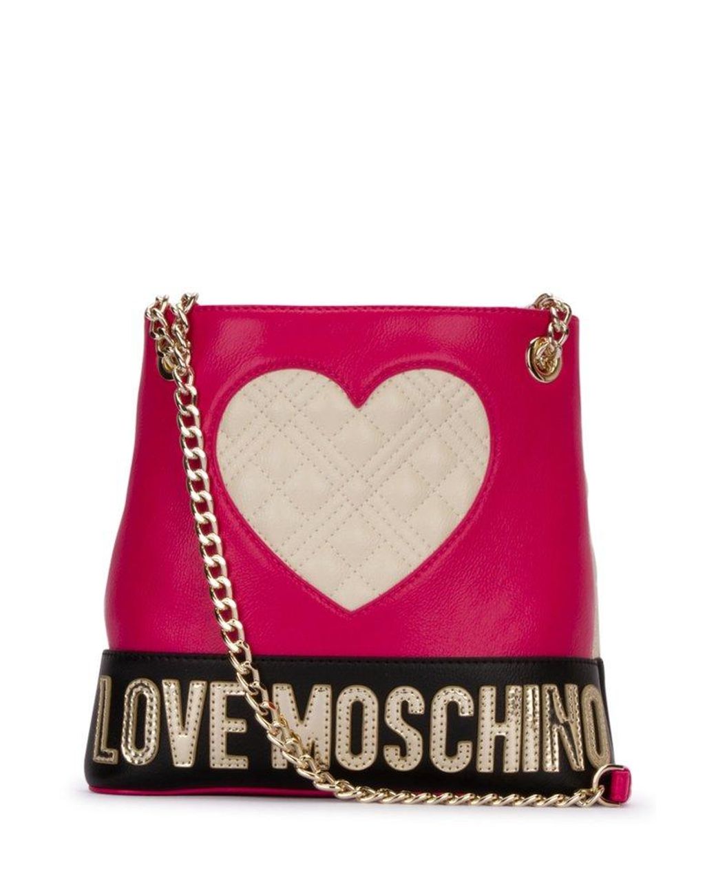 Love Moschino Heart Quilt Shoulder Bag in Natural