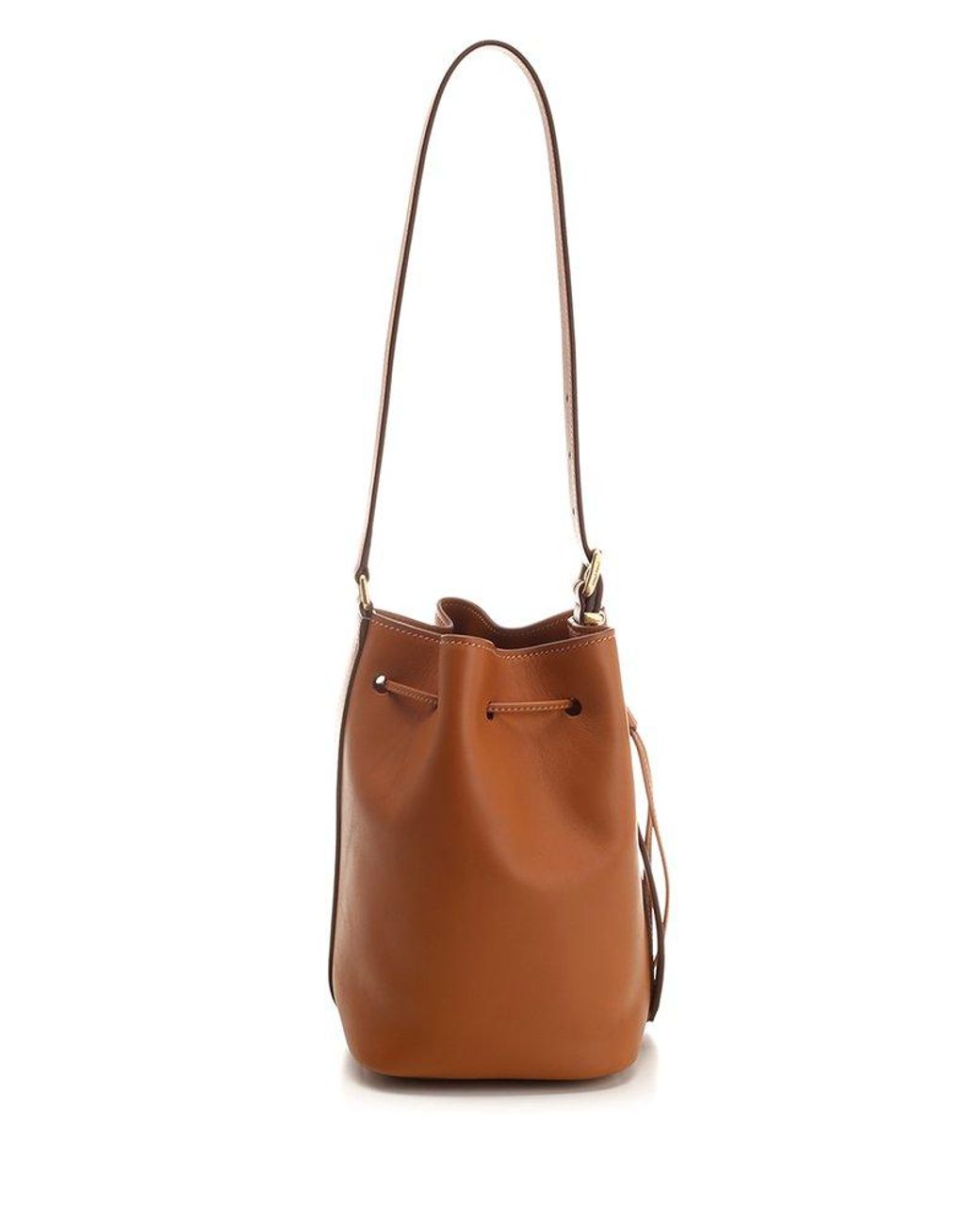 Miu Miu Shoulder Bucket Bag In Cognac Leather in Brown | Lyst