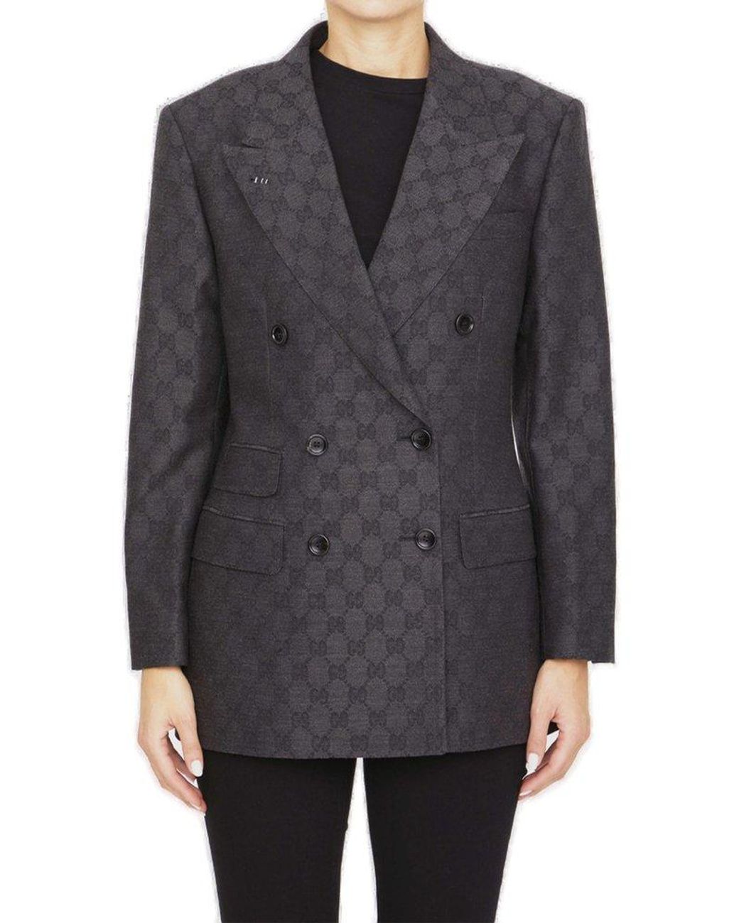 Gucci GG Jacquard Doublebreasted Jacket in Gray Lyst