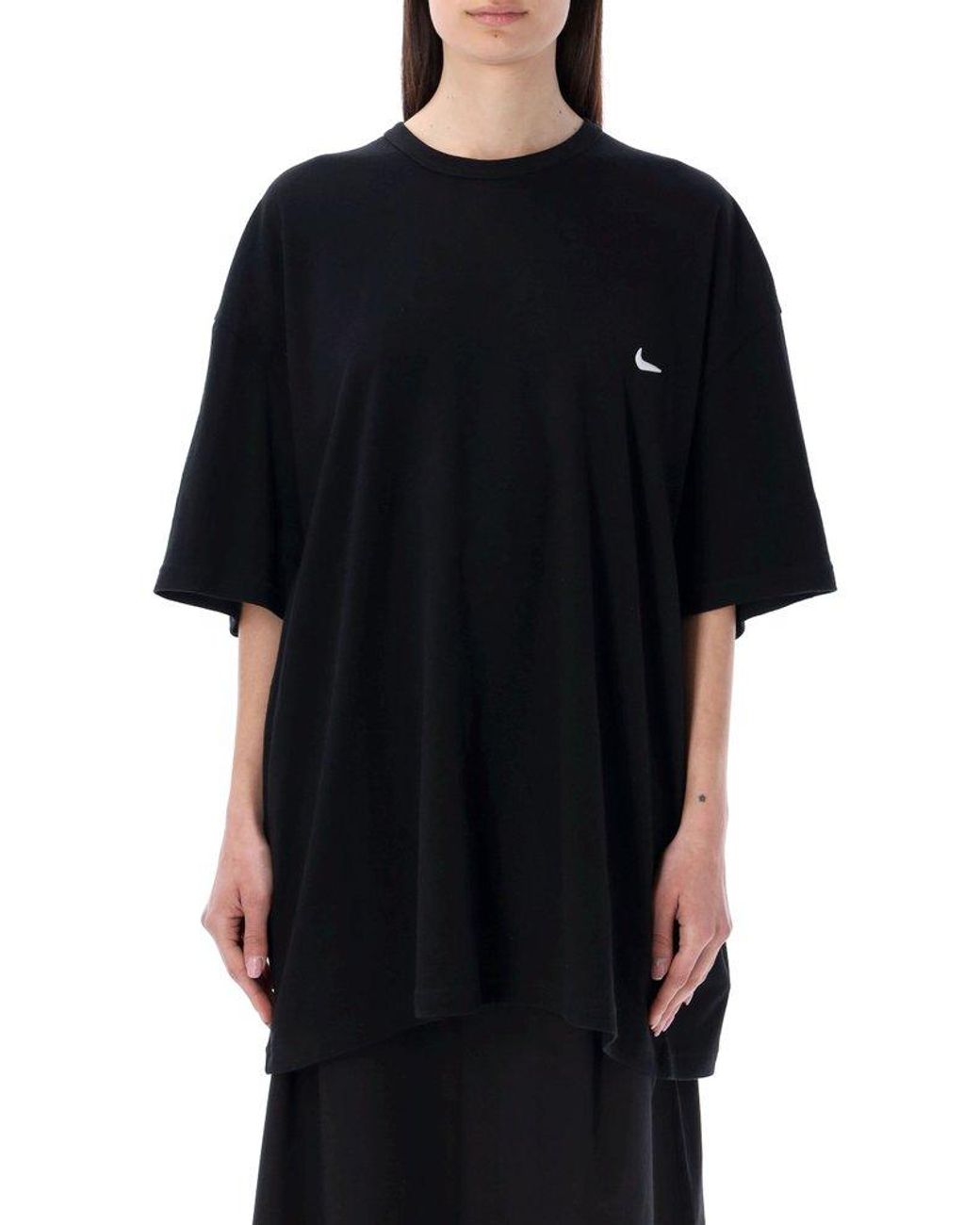 Black Comme Des Garçons Swoosh-logo Crewneck T-shirt in Black | Lyst