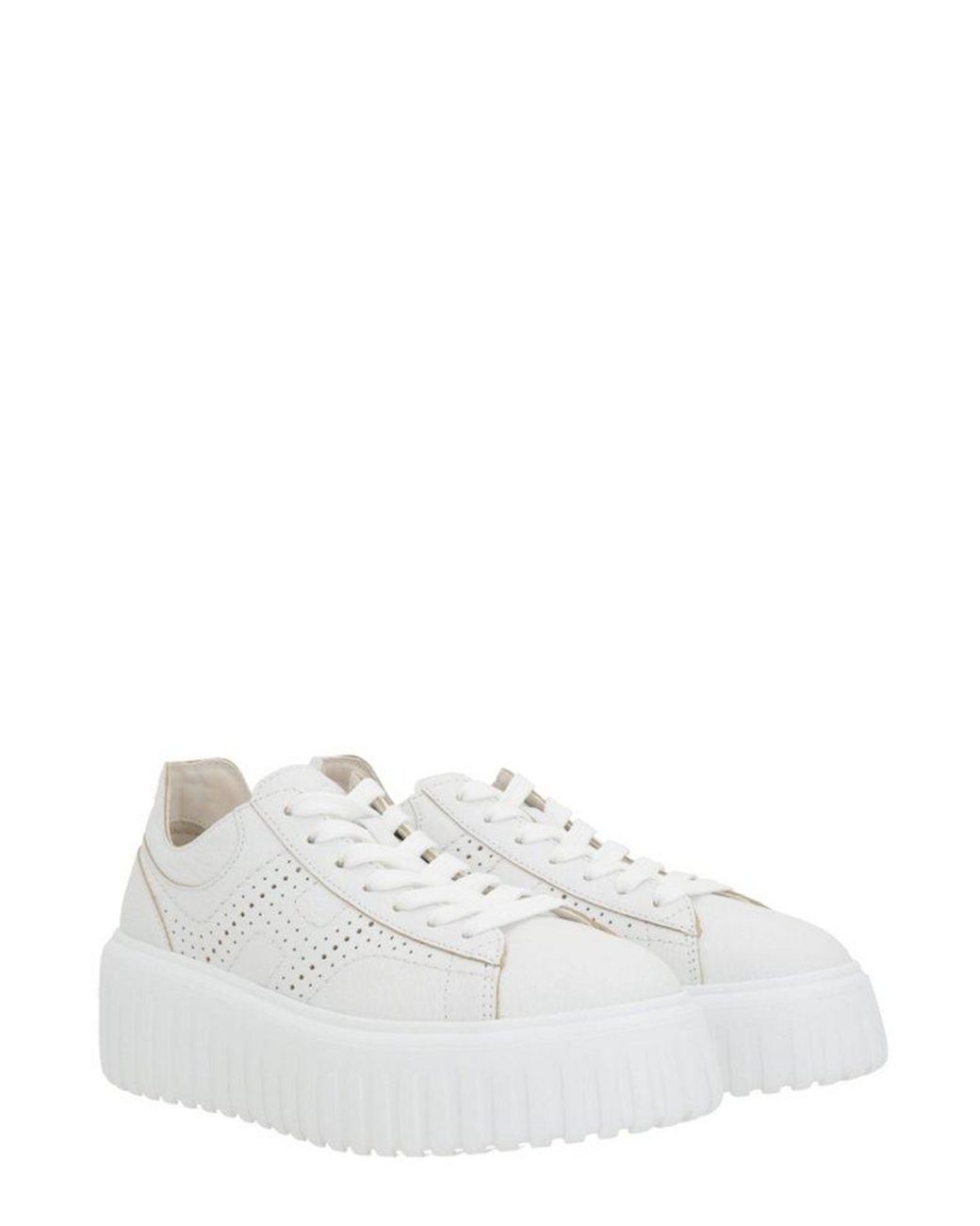 Hogan Side H Perforated Detailed Sneakers in White | Lyst