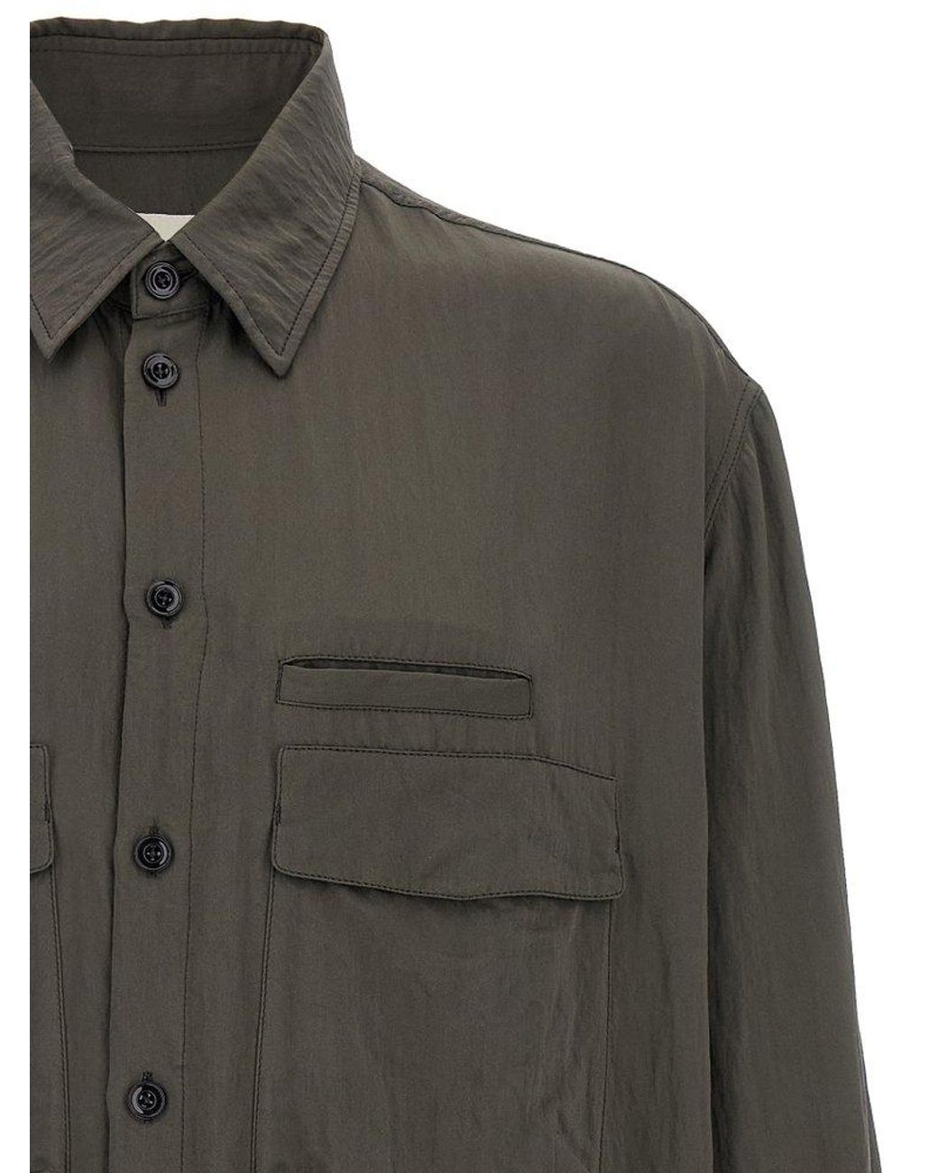 トップス LEMAIRE LONG OVERSHIRT - LIGHTFELTEDWOOL Lemaire Utility Buttoned Overshirt in Gray for Men | Lyst