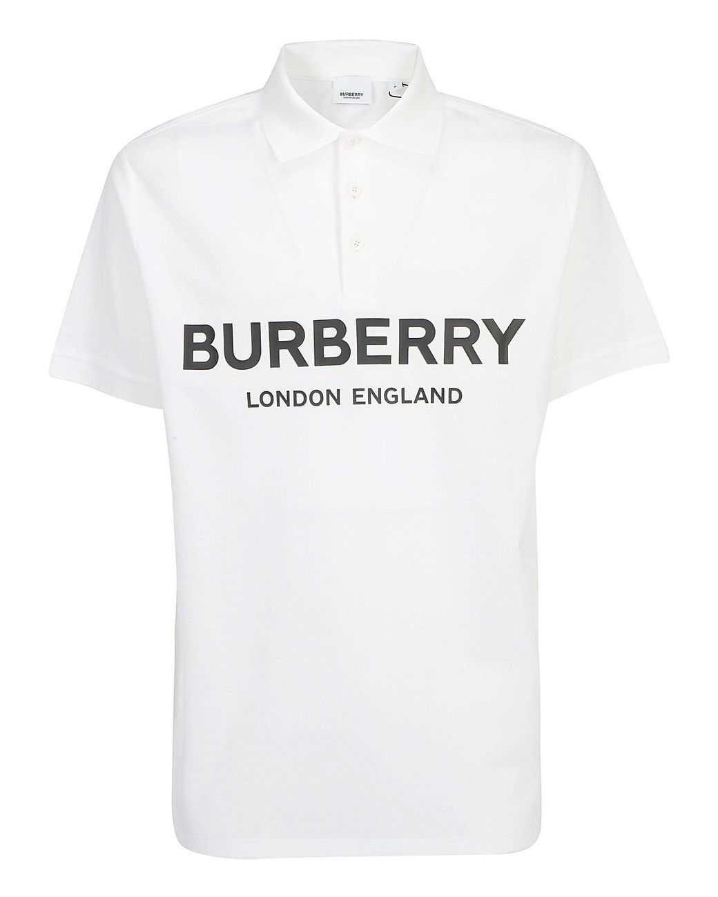 Burberry Cotton Logo Print Piqué Polo Shirt in White for Men | Lyst