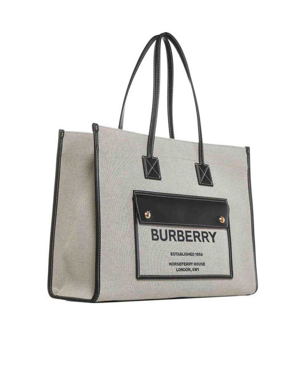 Burberry Horseferry Small Logo Printed Tote Bag in Gray Lyst