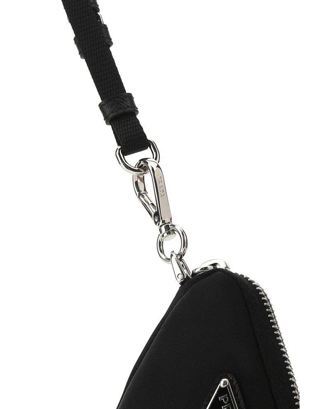 Prada Re-nylon Triangle Pouch Keyring in Black for Men | Lyst