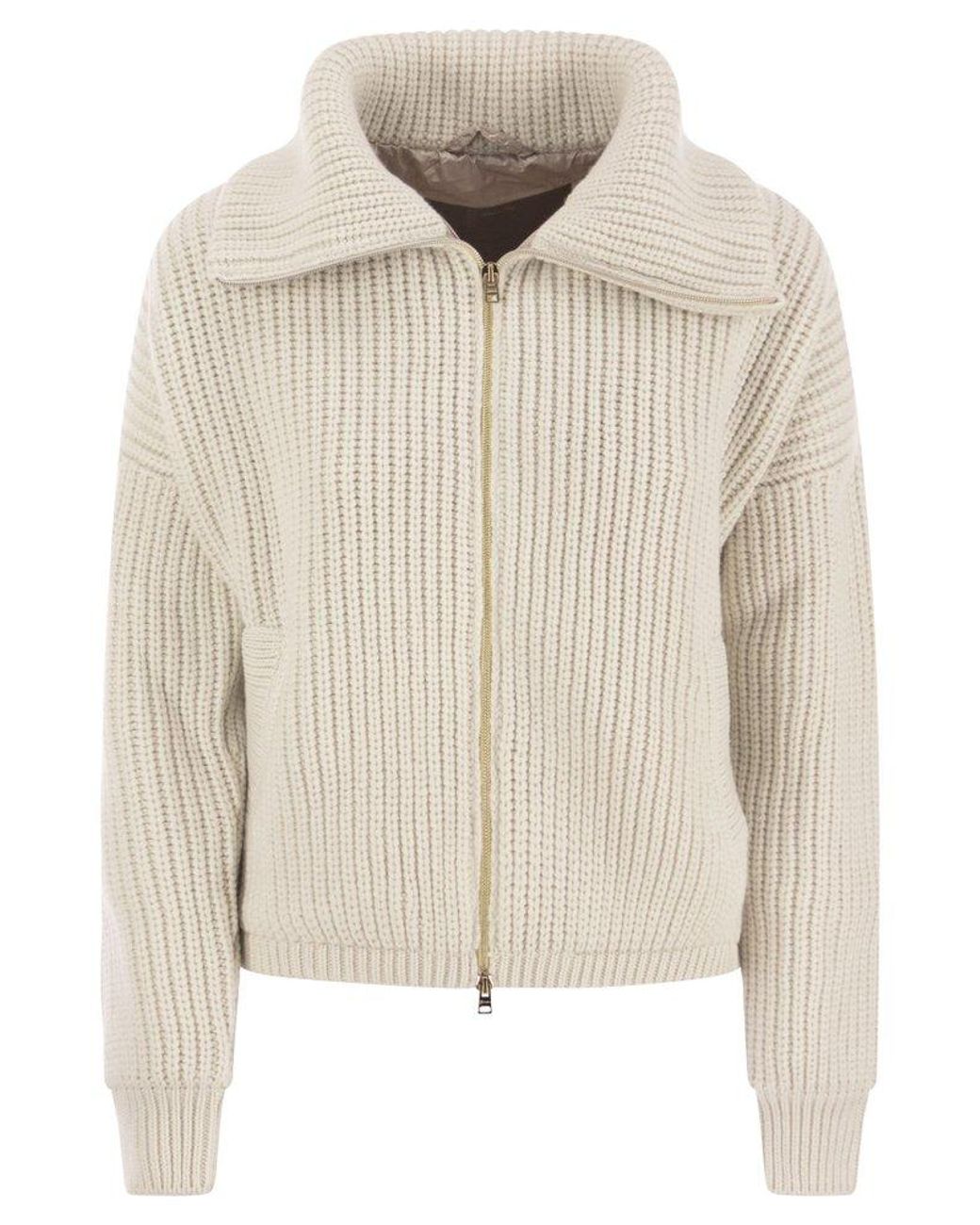 Herno Eternity Chunky knit Zip up Cardigan in Natural Lyst