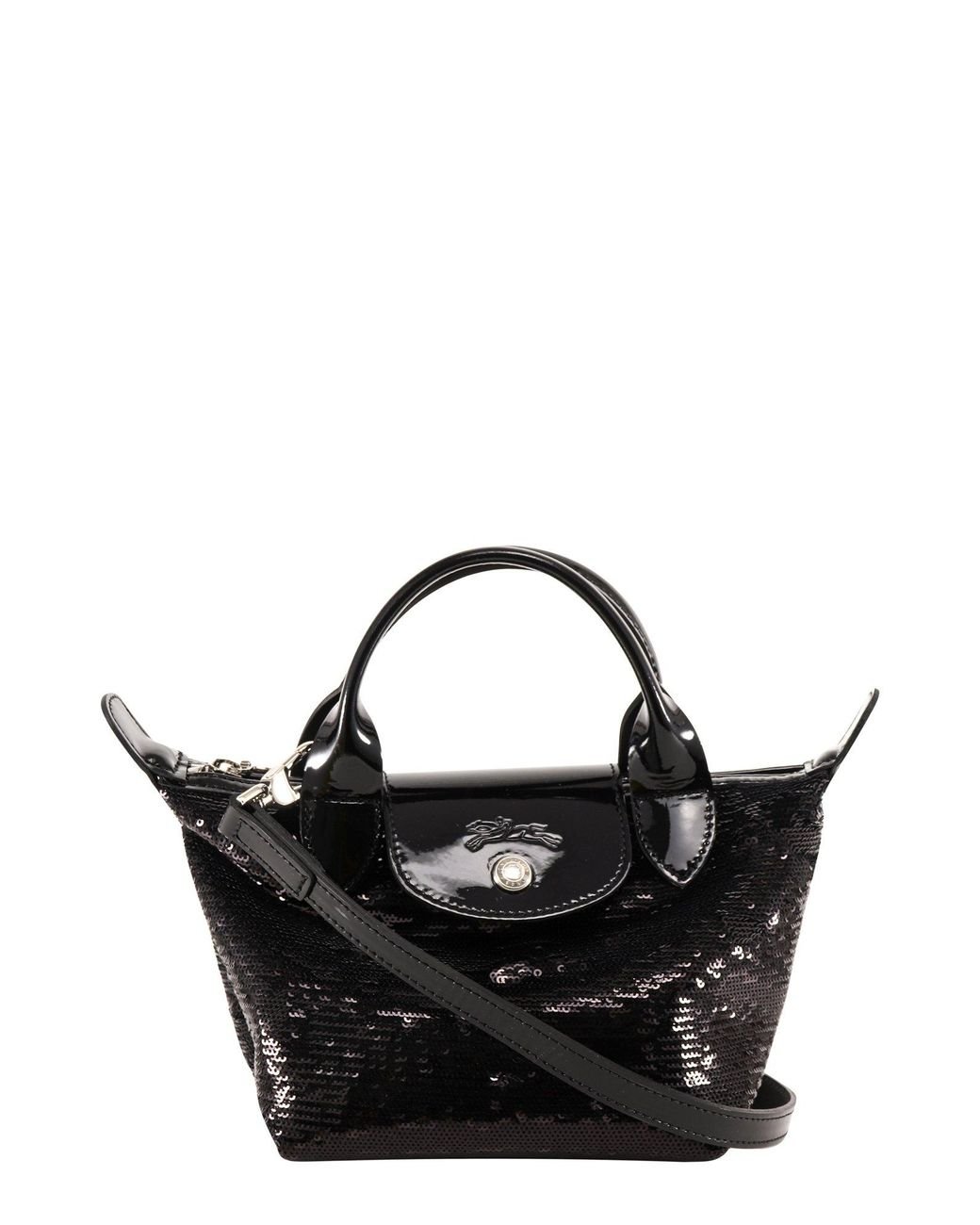 Longchamp Le Pliage Sequins Xs Top Handle Bag in Black | Lyst